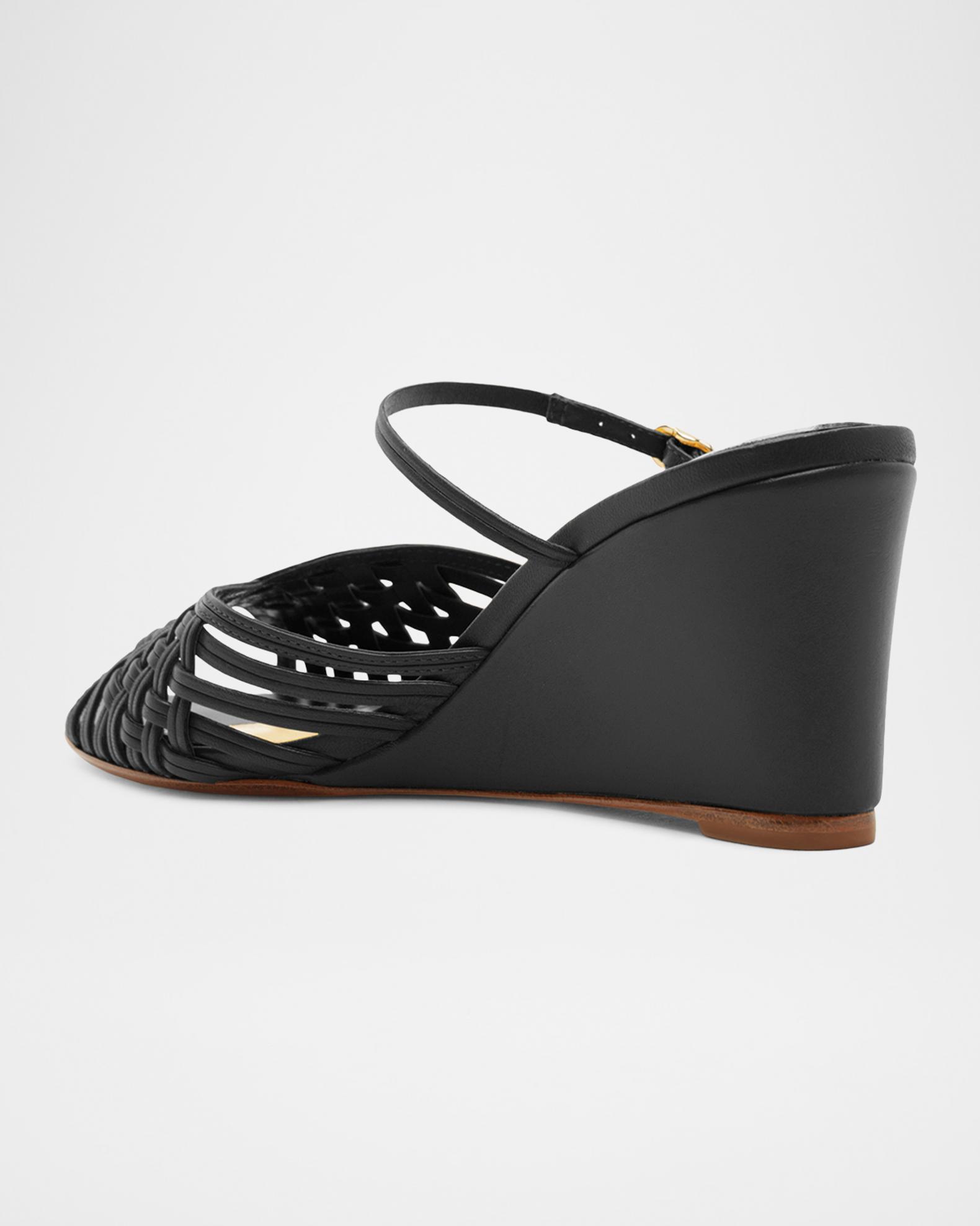 Alexandre Birman 75mm Lilian Leather Wedge Mules | Neiman Marcus