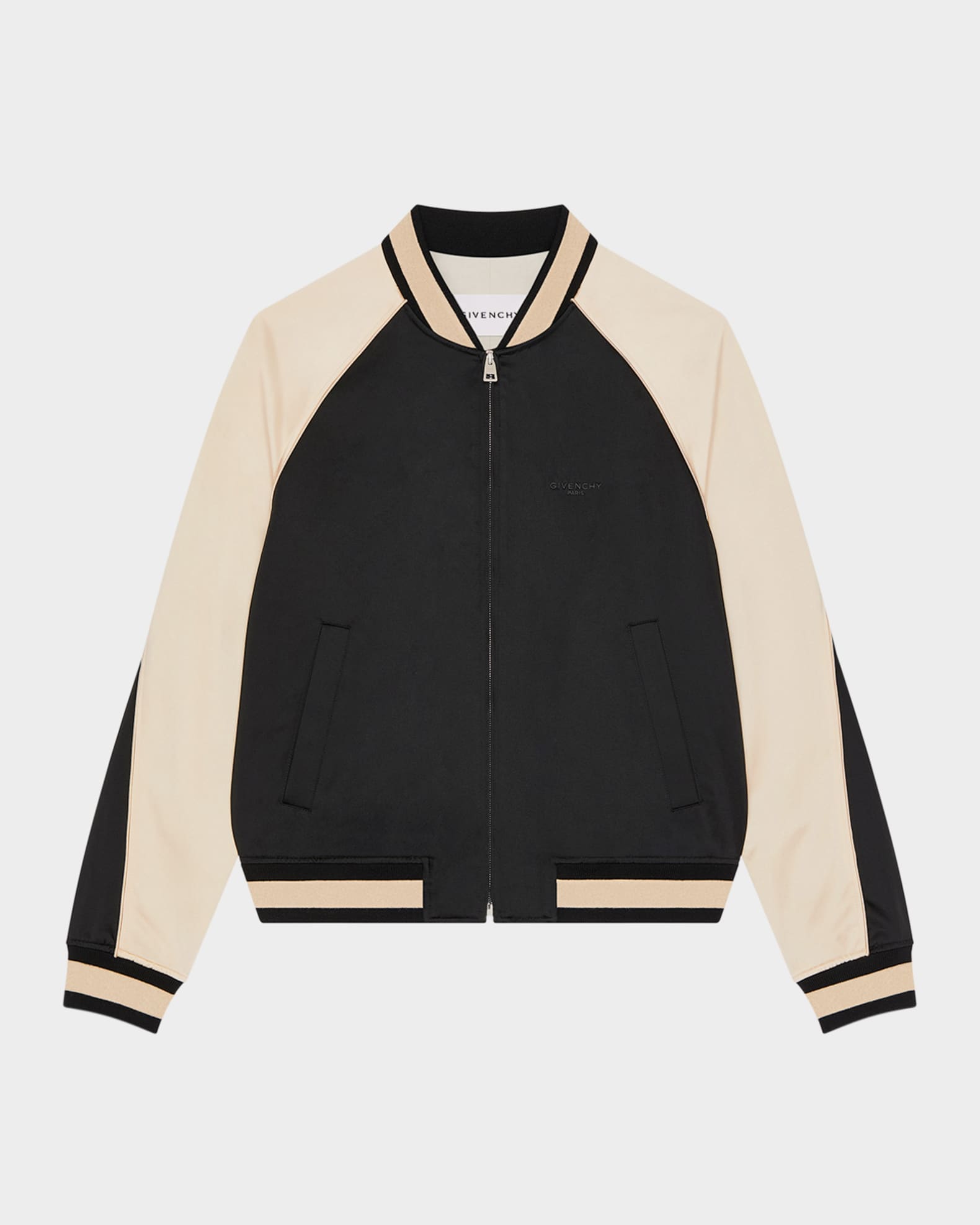 Givenchy Men's Satin Rhinestone-Logo Bomber Jacket | Neiman Marcus