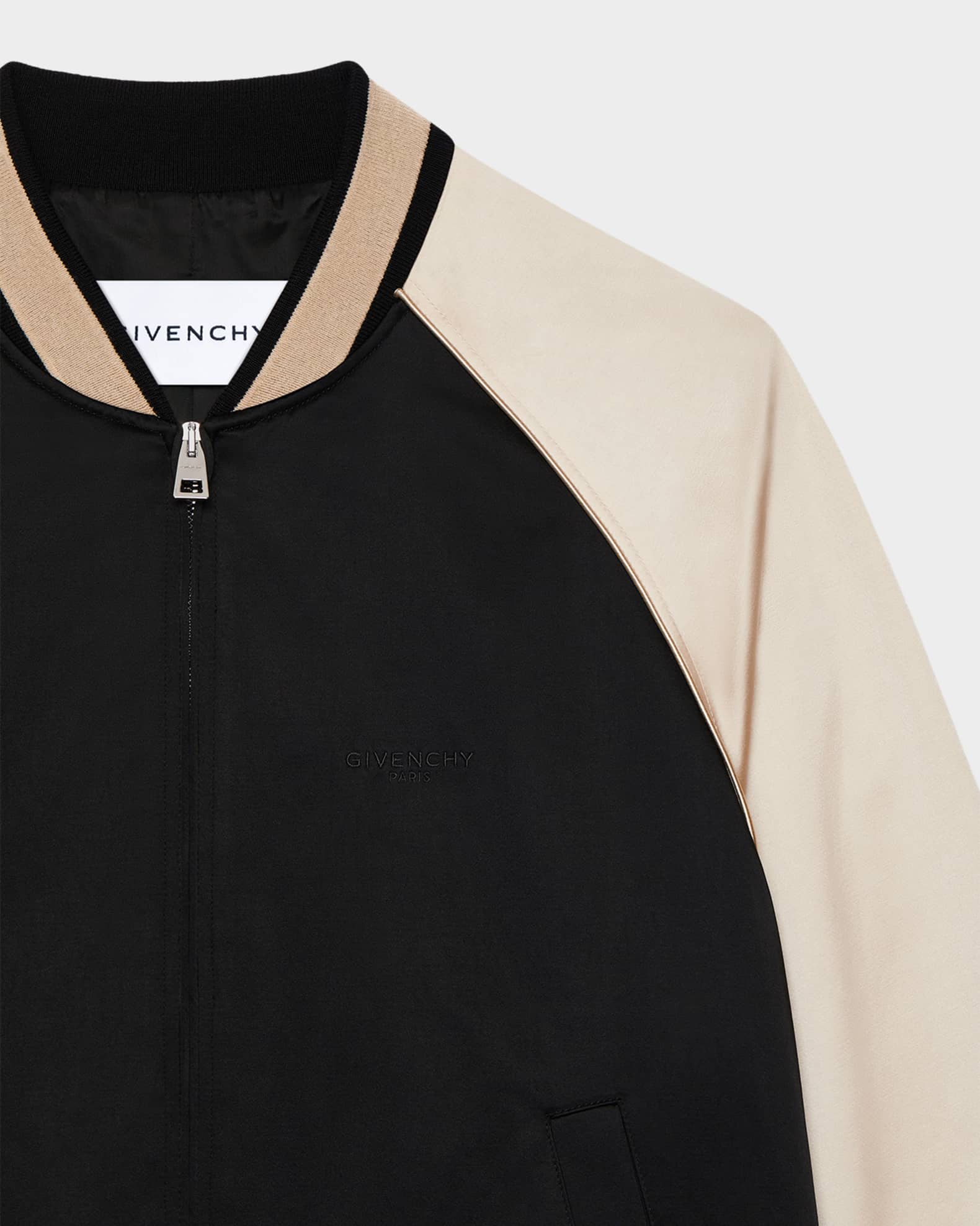 Givenchy Men's Satin Rhinestone-Logo Bomber Jacket | Neiman Marcus