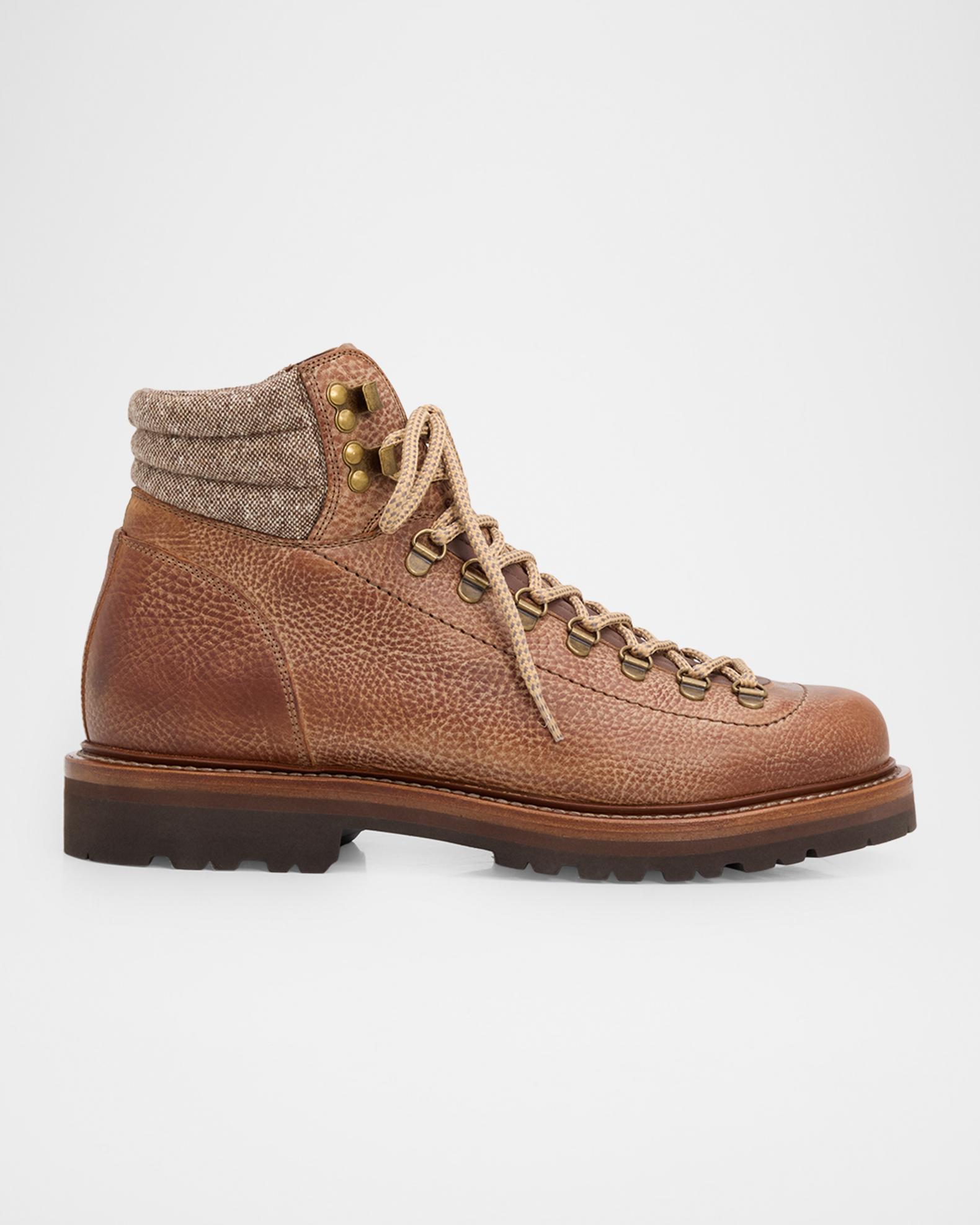 Brunello Cucinelli Men's Leather Lug-Sole Ankle Boots | Neiman Marcus
