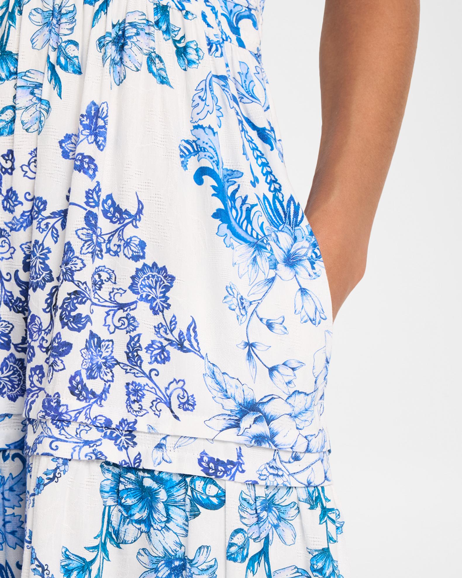 Johnny Was Vallora Floral-Print Pintuck Tiered Midi Dress | Neiman 