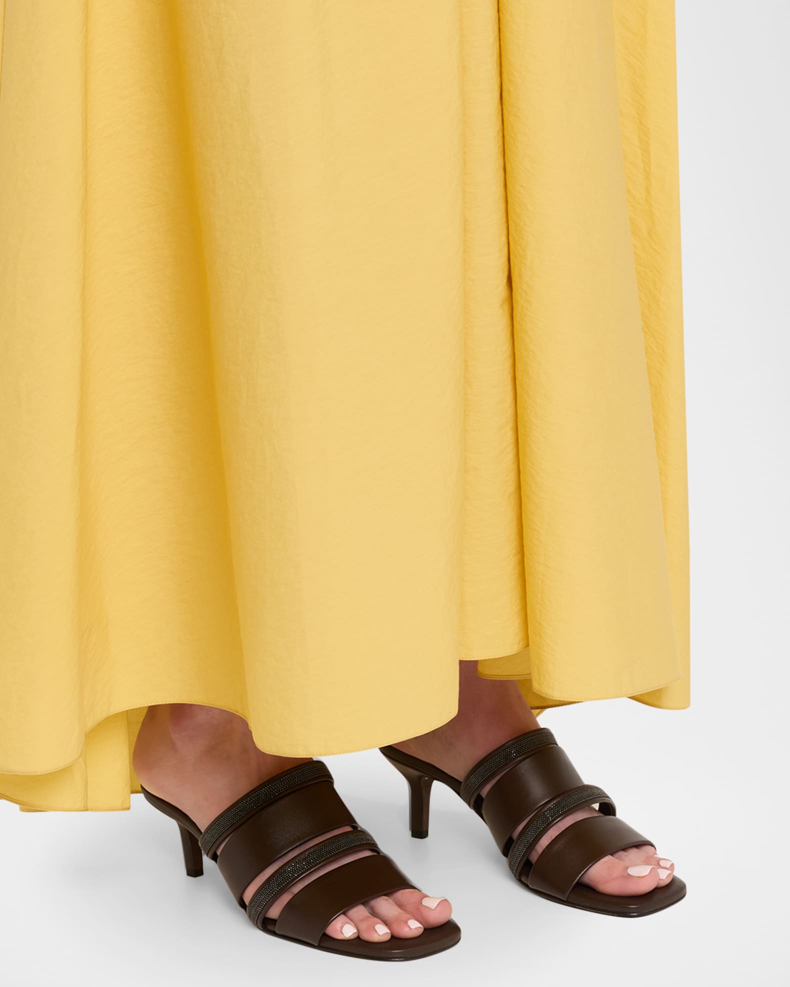 Brunello Cucinelli 50mm Monili Strappy Leather Mule Sandals