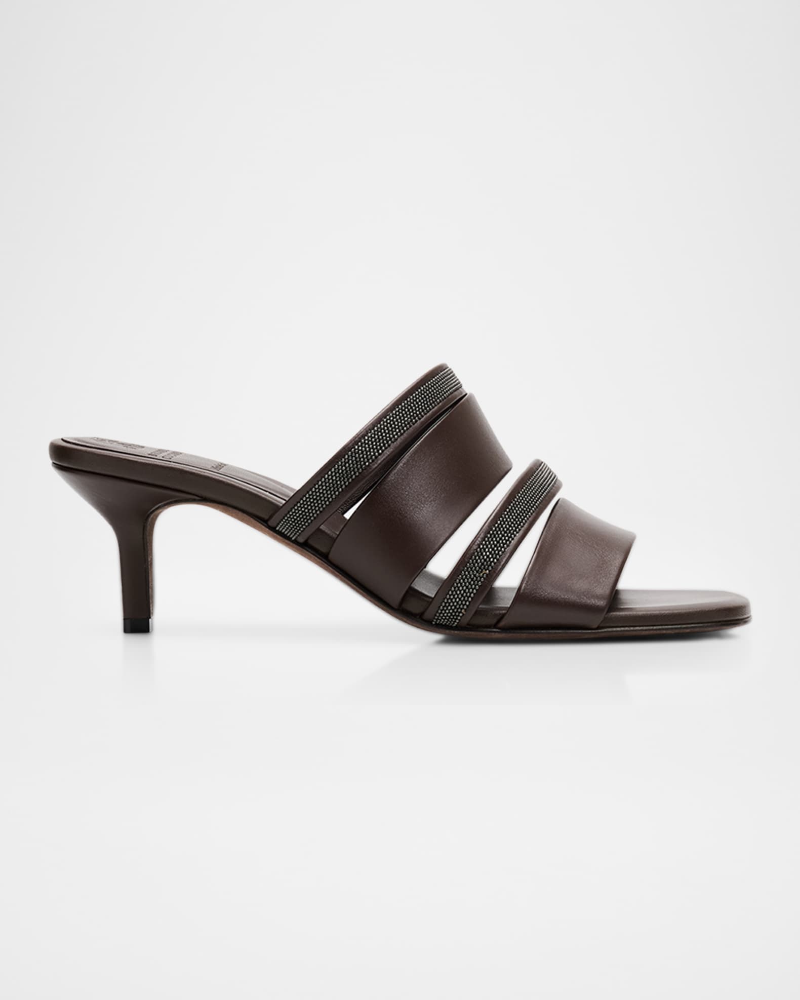 Brunello Cucinelli 50mm Monili Strappy Leather Mule Sandals