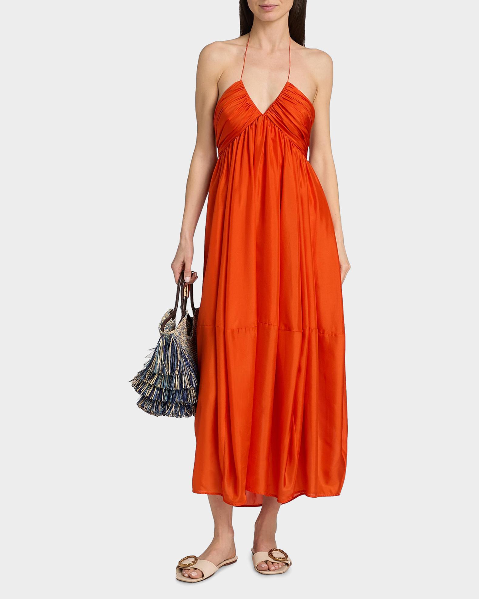 zimmermann rhythmic halter midi dress Women's Mahon Silk Maxi - Tangerine L/12
