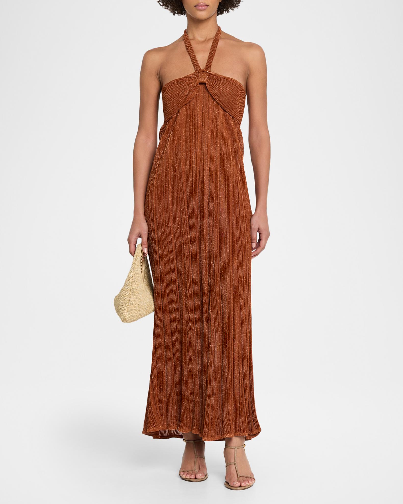 chinese dress ladies Zimmermann Natura Halter Neck Midi Dress in Chevron