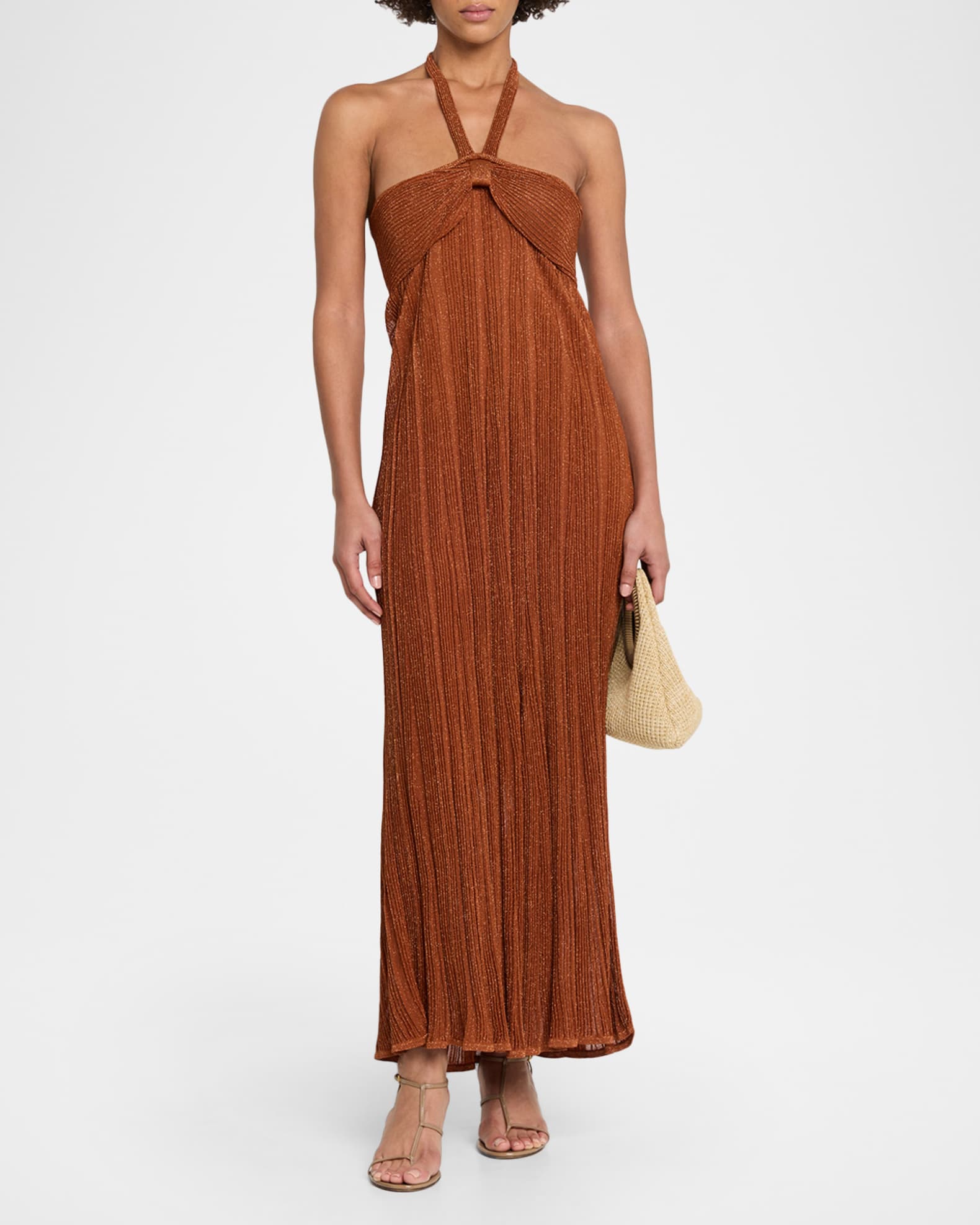 Zimmermann Indra Metallic Halter Dress | Neiman Marcus