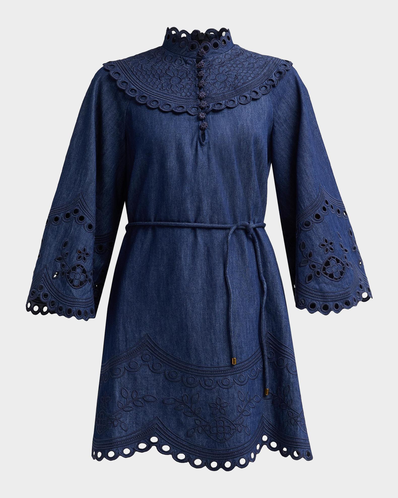 zimmermann denim mini dress Broderie Mahon - Navy Tips for Choosing the 2025BFCM18BEST Clothing dresses A mini dress featuring Color:Satin Cocoa