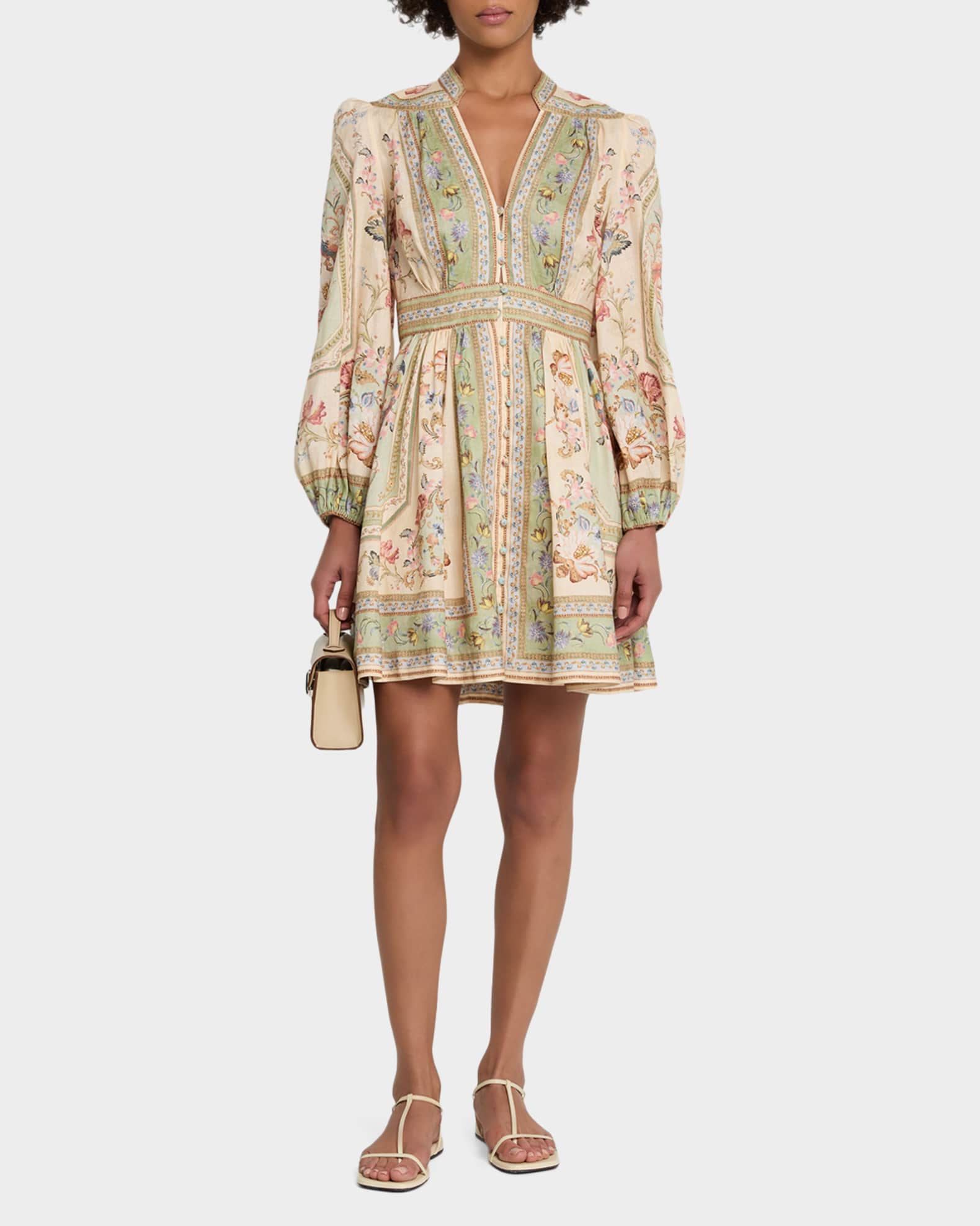 mini tropical dress Women's Already Booked It Ivory Multi Tropical Print Tiered Mini Dress | Size: L