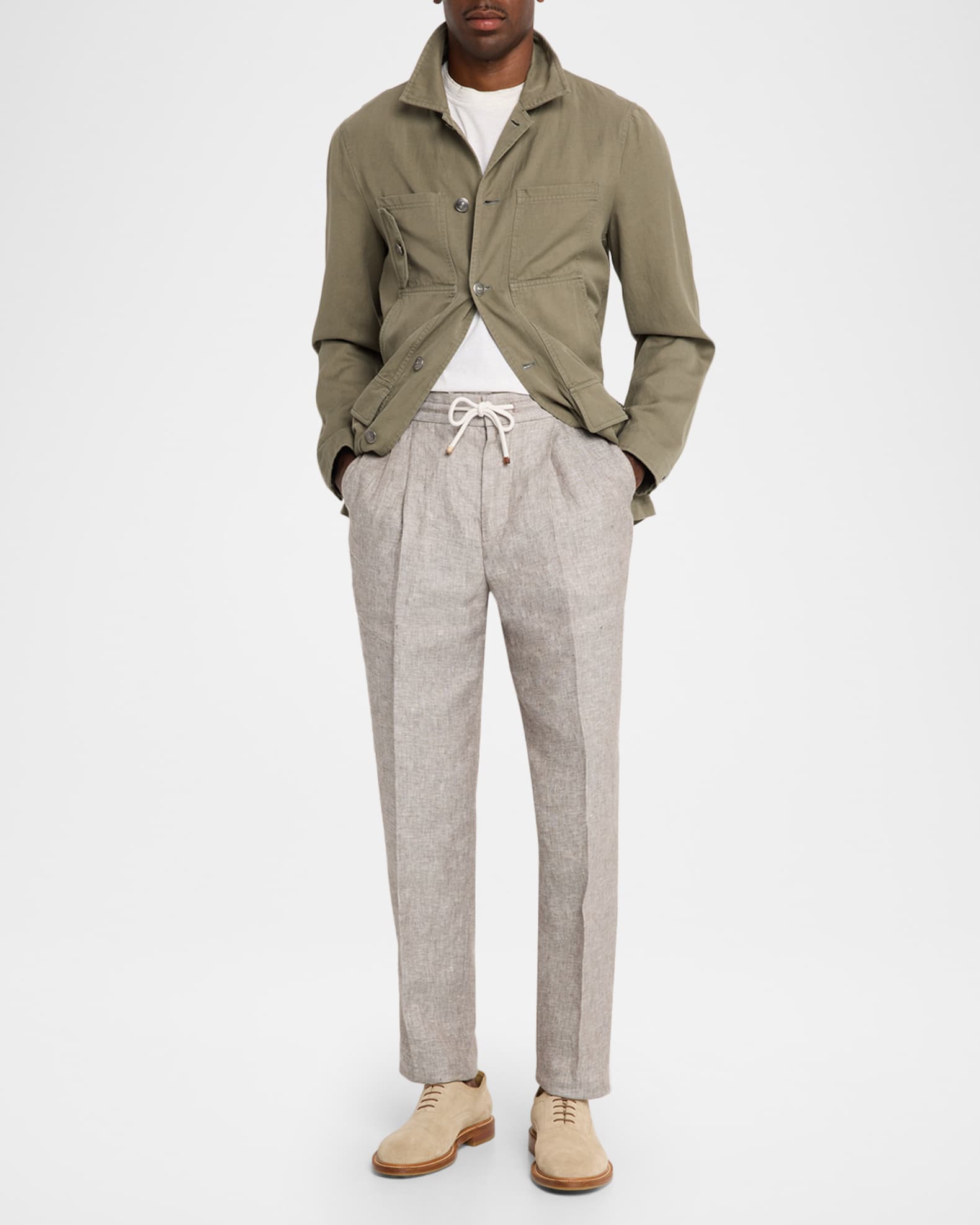 Brunello Cucinelli Men's Military Chore Canvas Jacket | Neiman Marcus