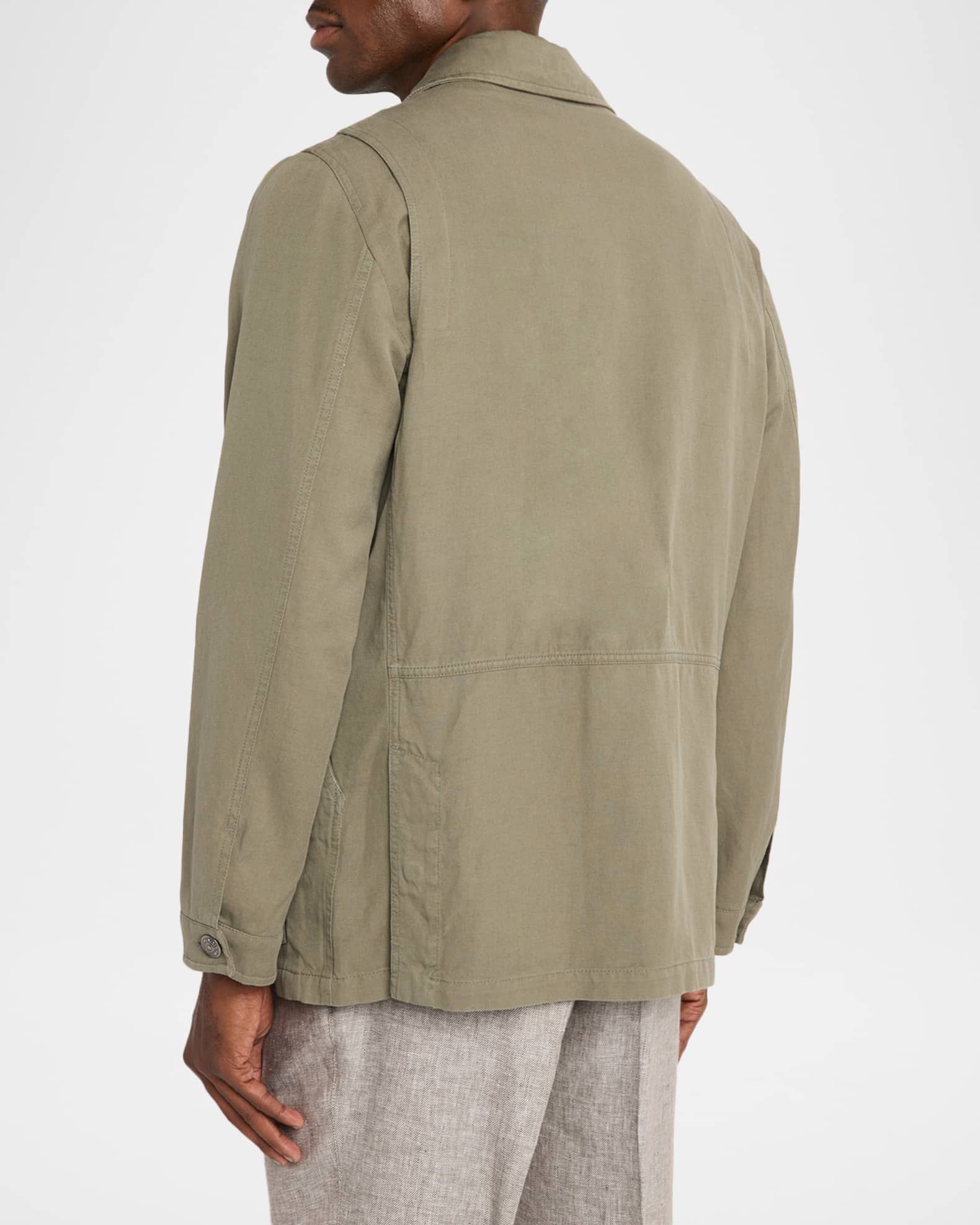 Brunello Cucinelli Men's Military Chore Canvas Jacket | Neiman Marcus