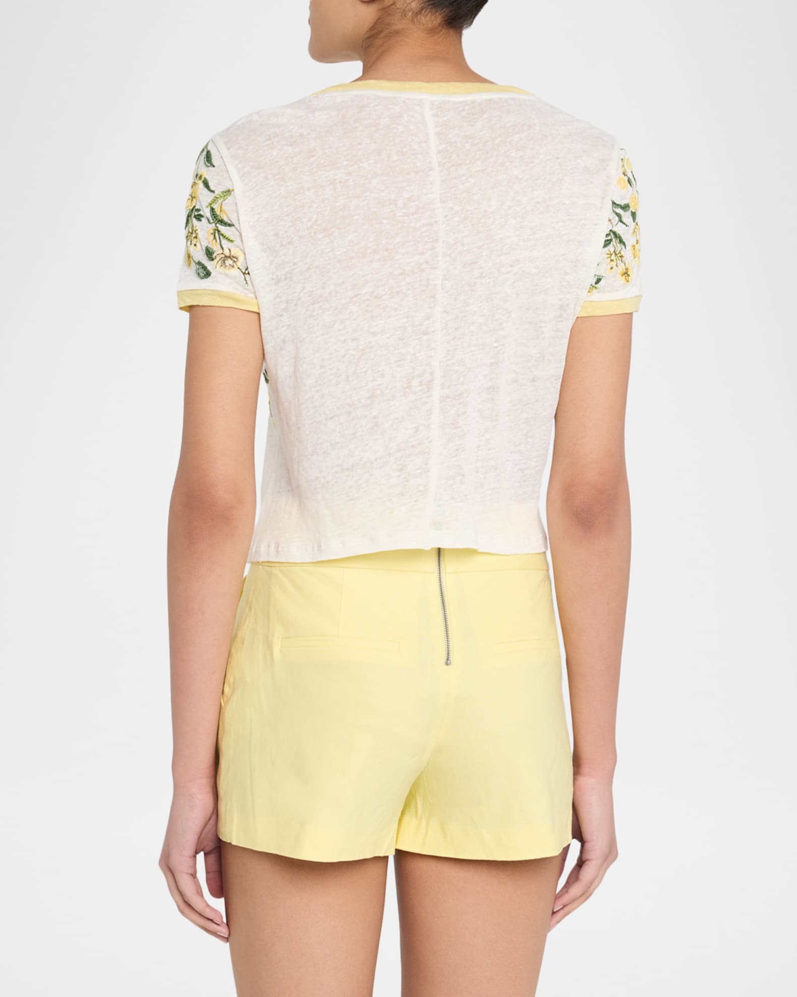 ALICE + OLIVIA Cindy Embroidered Crop Top | Neiman Marcus