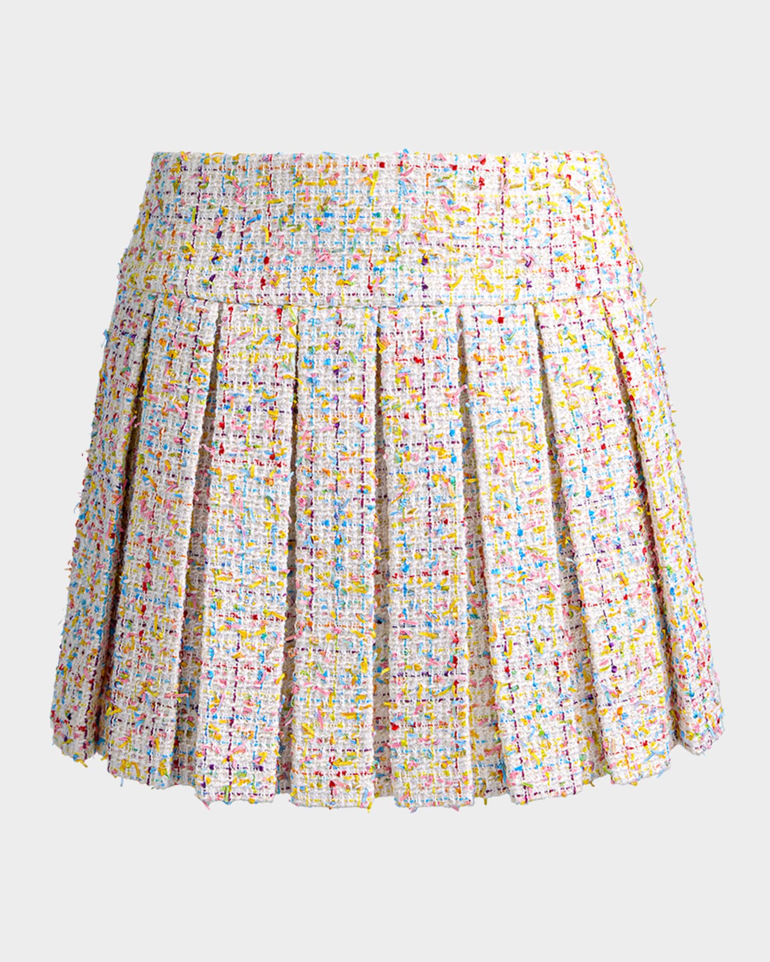 ALICE + OLIVIA Emilie Pleated Tweed Mini Skirt | Neiman Marcus