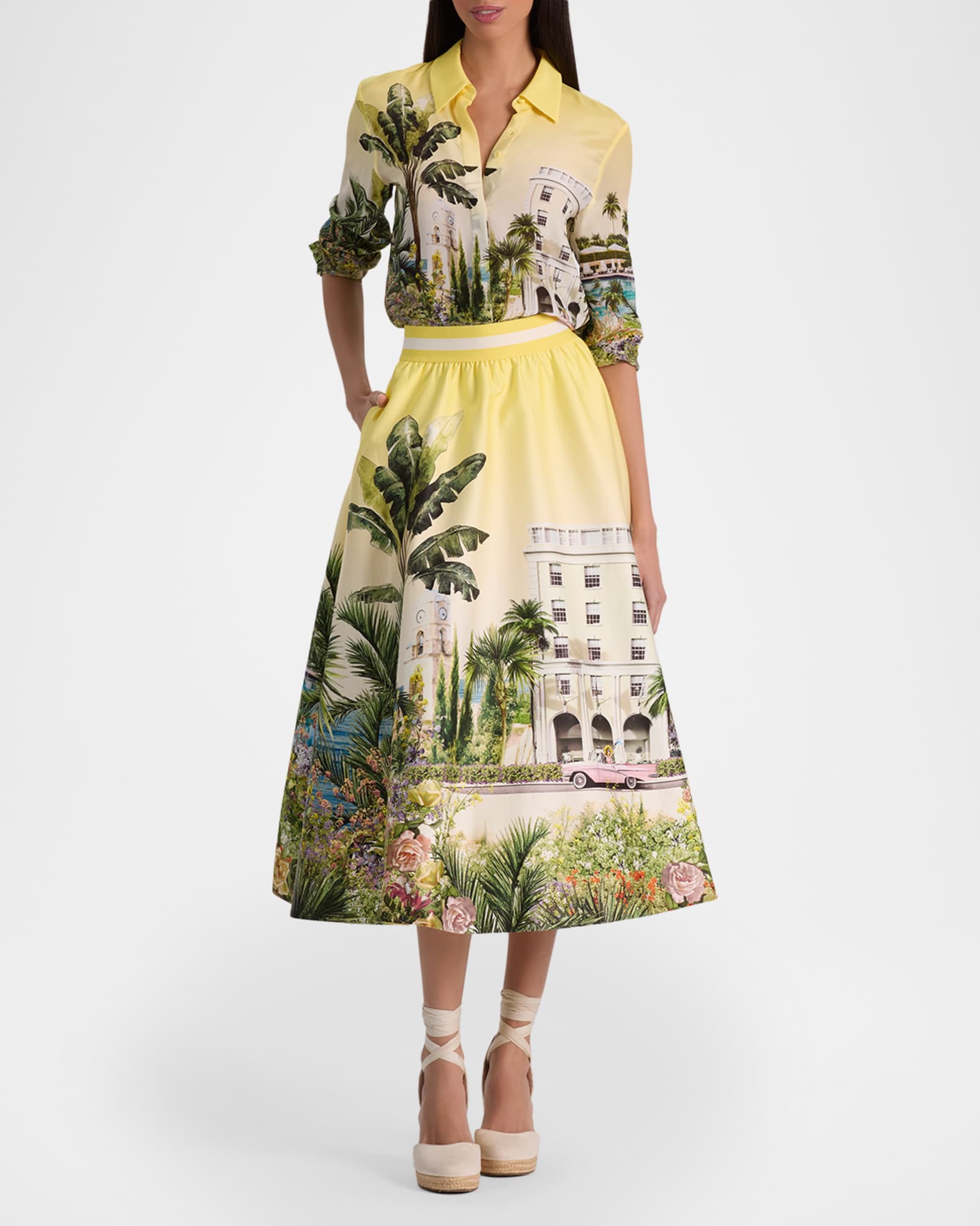 ALICE + OLIVIA Earla Paradise Midi Skirt | Neiman Marcus