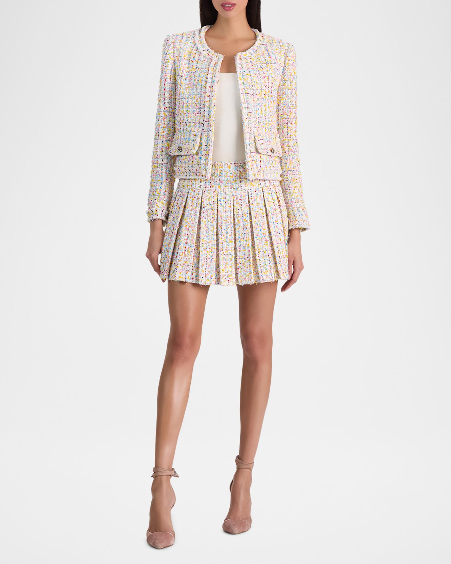ALICE + OLIVIA Landon Tweed Cropped Jacket | Neiman Marcus