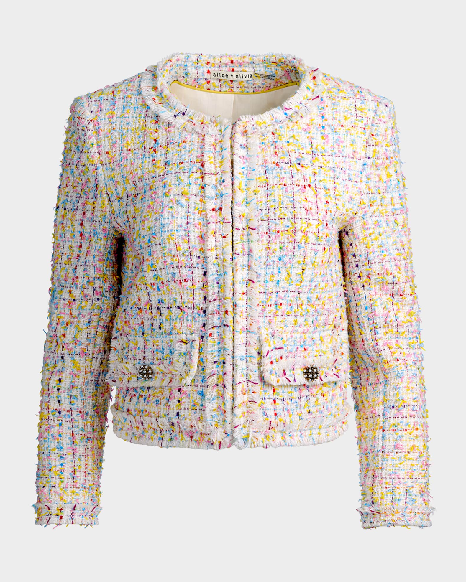 ALICE + OLIVIA Landon Tweed Cropped Jacket | Neiman Marcus