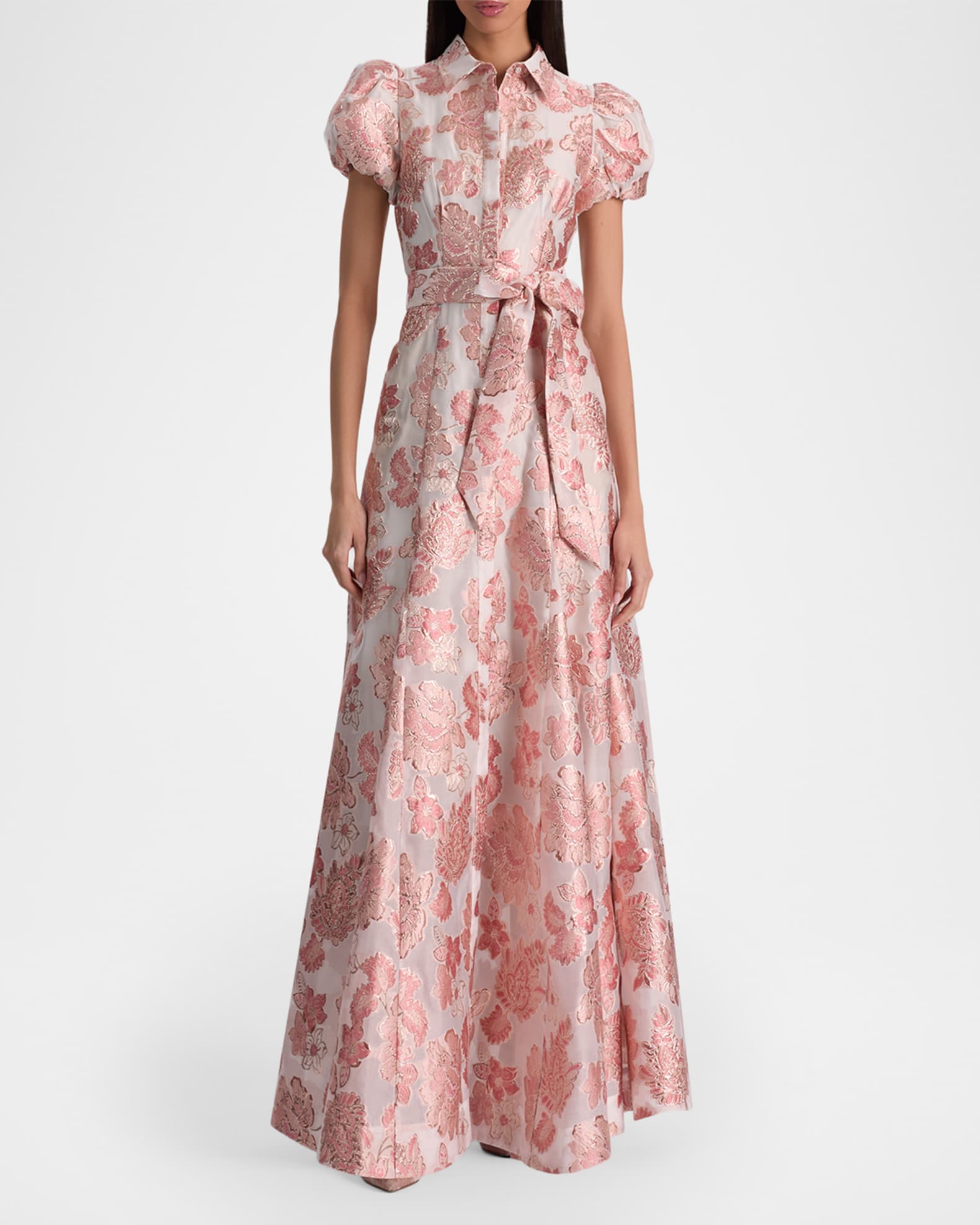 ALICE + OLIVIA Henrietta Metallic Floral Jacquard Maxi Dress