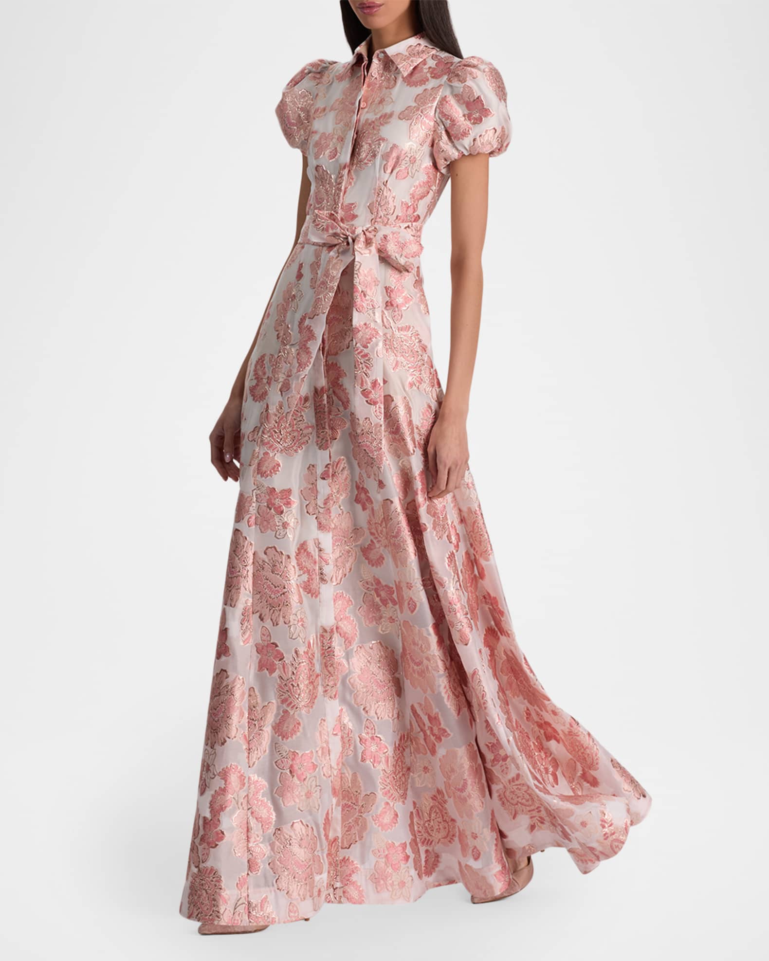 ALICE + OLIVIA Henrietta Metallic Floral Jacquard Maxi Dress | Neiman Marcus