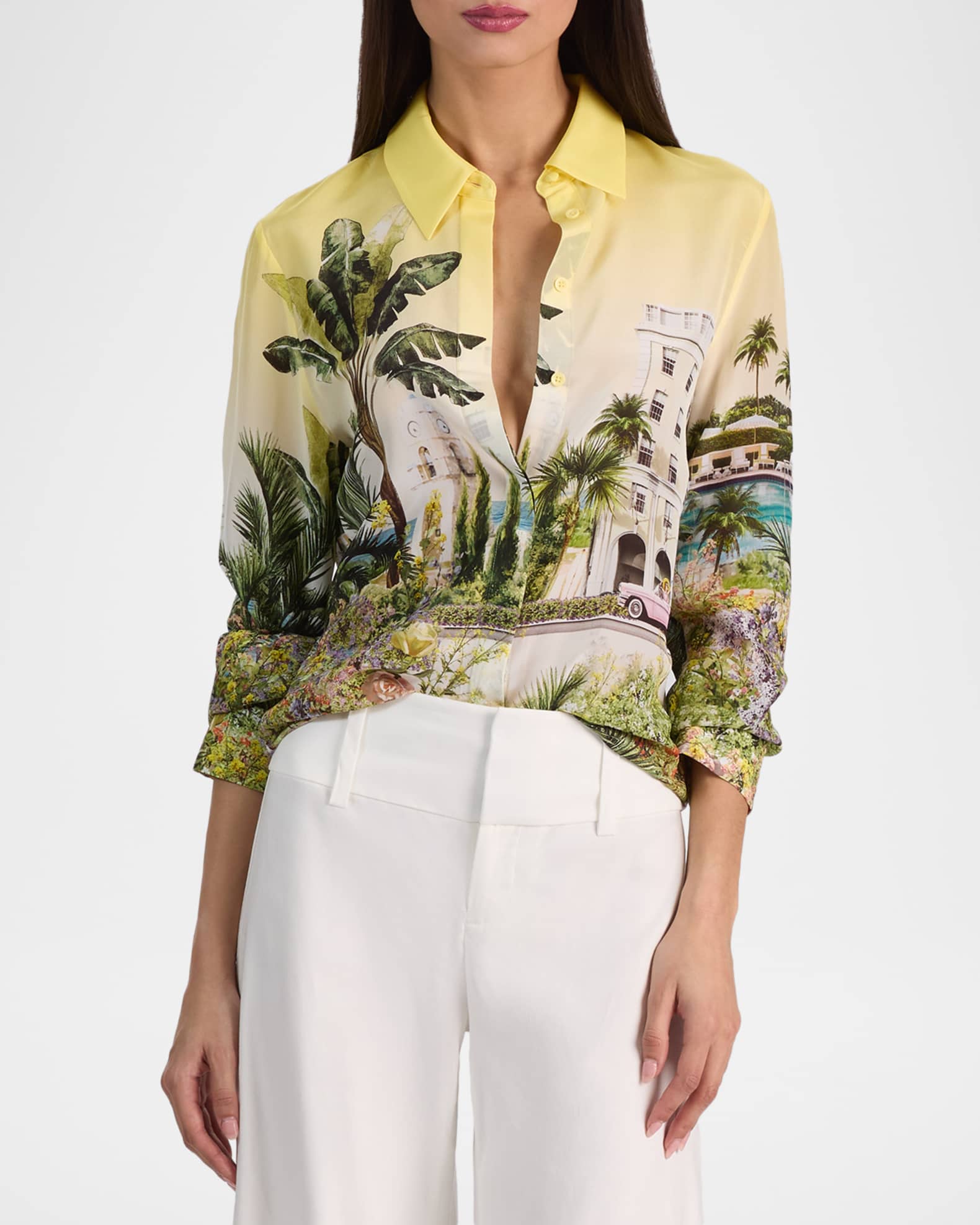 ALICE + OLIVIA Pure Paradise Willa Silk Blouse | Neiman Marcus
