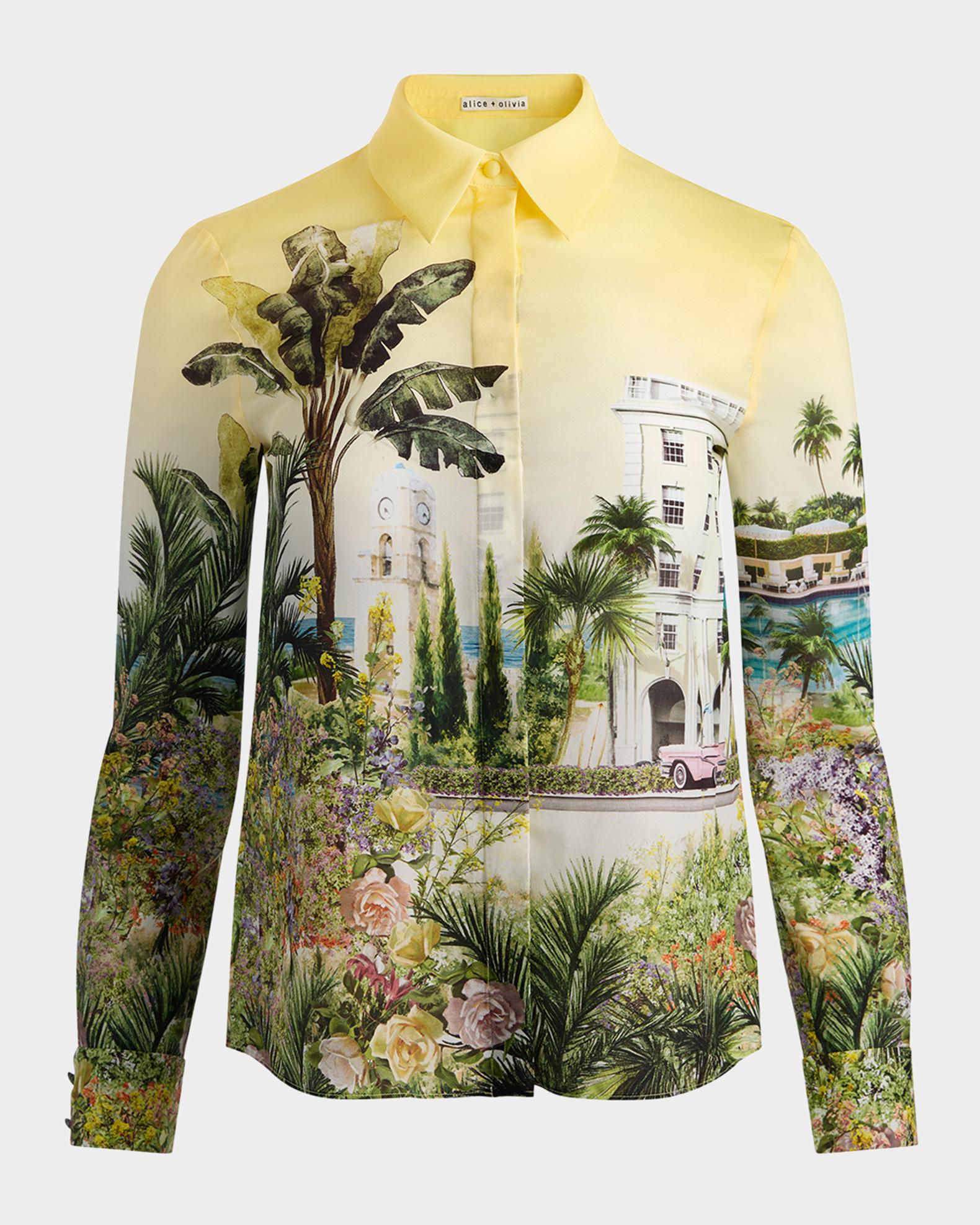 ALICE + OLIVIA Pure Paradise Willa Silk Blouse | Neiman Marcus