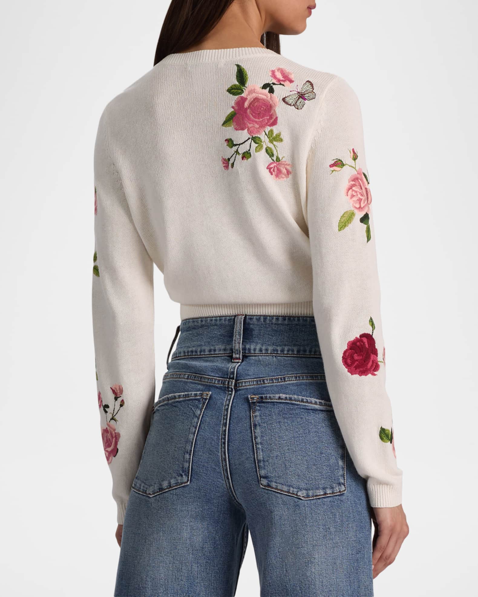 ALICE + OLIVIA Dollie Embroidered Cardigan | Neiman Marcus