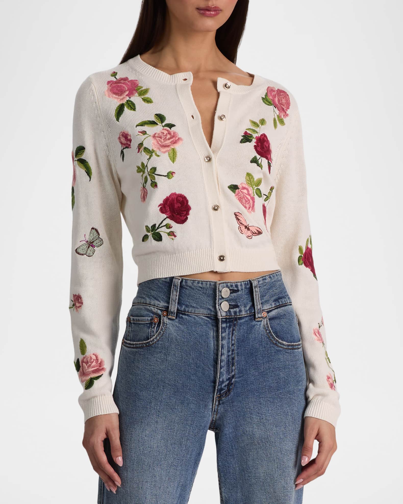 美品alice+oliviaリップスパンコールアート刺繍サマーニットカーディガン Alice + Olivia Daroda Lip Cardigan | Nordstrom