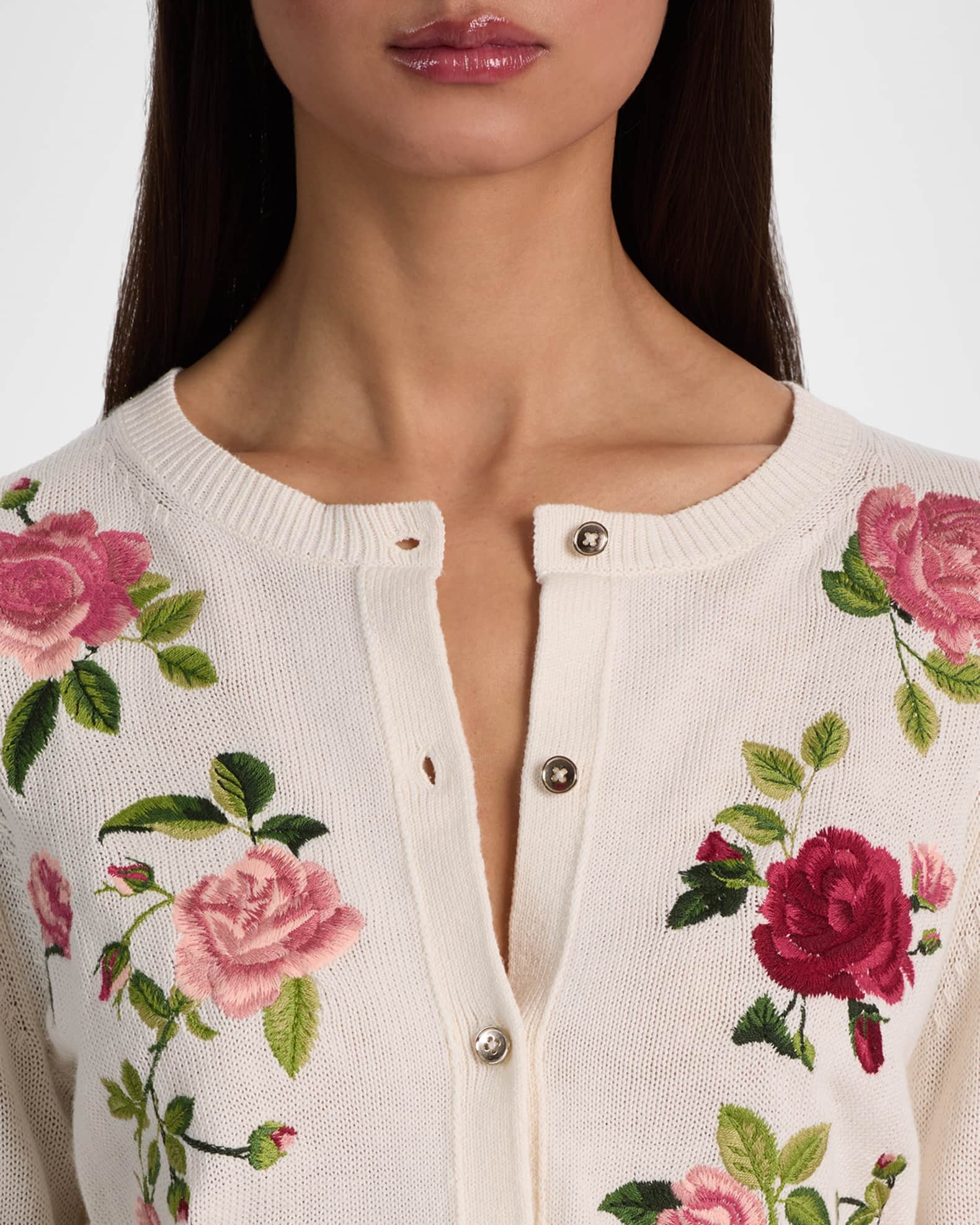 【Rin】美品 alice+olivia お花 刺繍 カーディガンXS DOLLIE EMBROIDERED CARDIGAN in GARDEN GOSSIP OFF WHITE | ALICE +