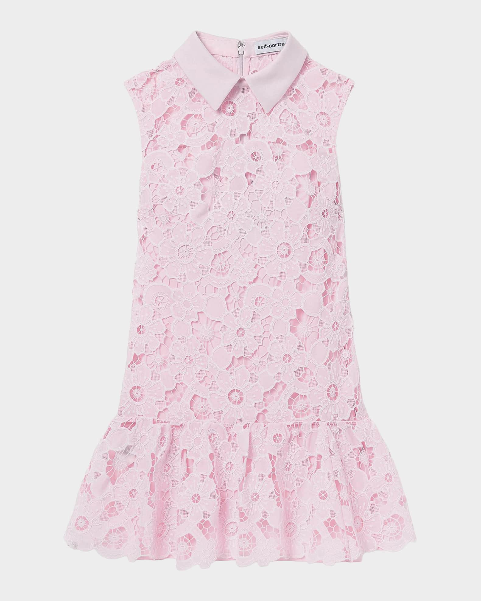Self-Portrait Floral Lace Collared Mini Dress | Neiman Marcus