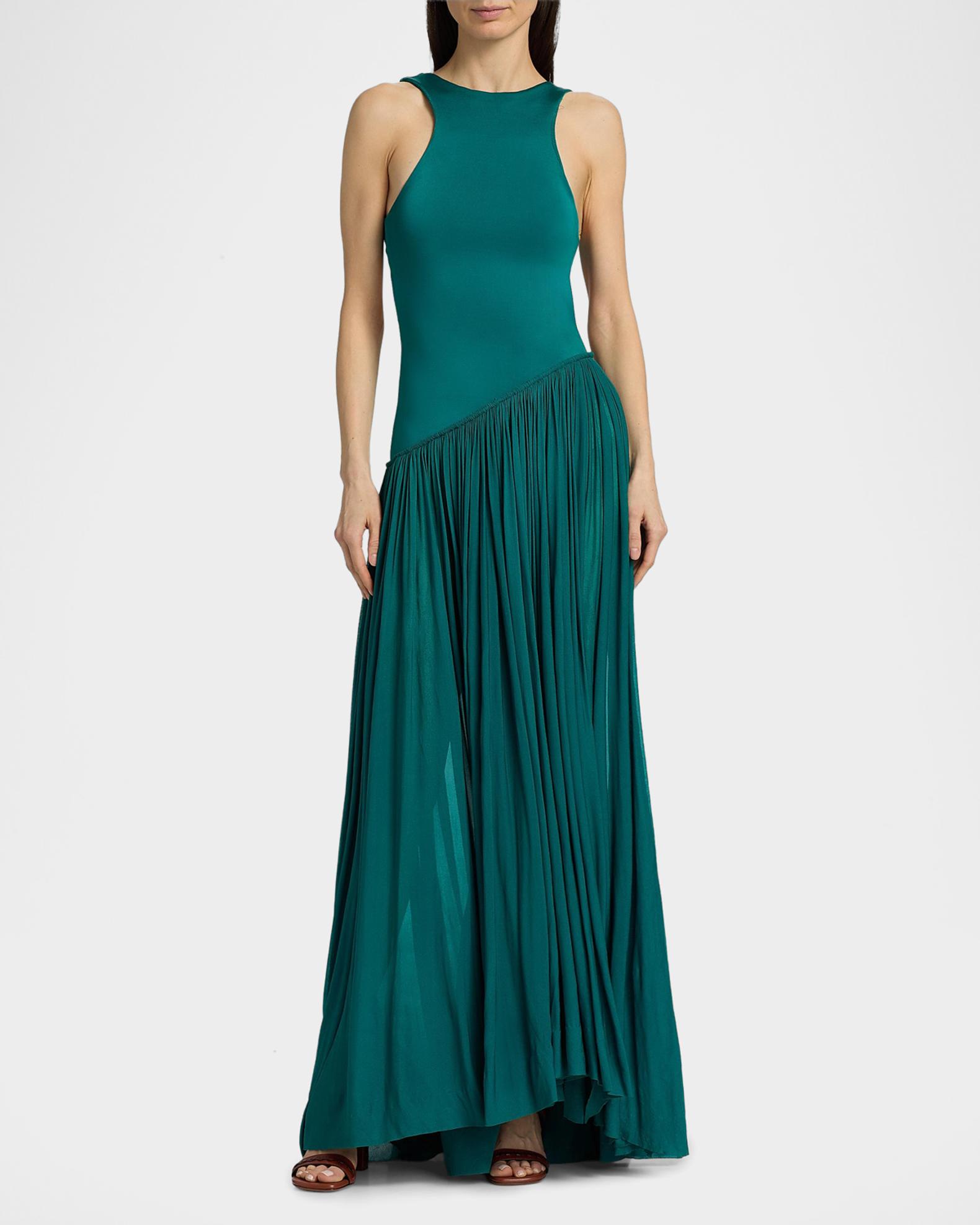 zimmermann green maxi dress Luna Jersey Asymmetric Green floral dress
