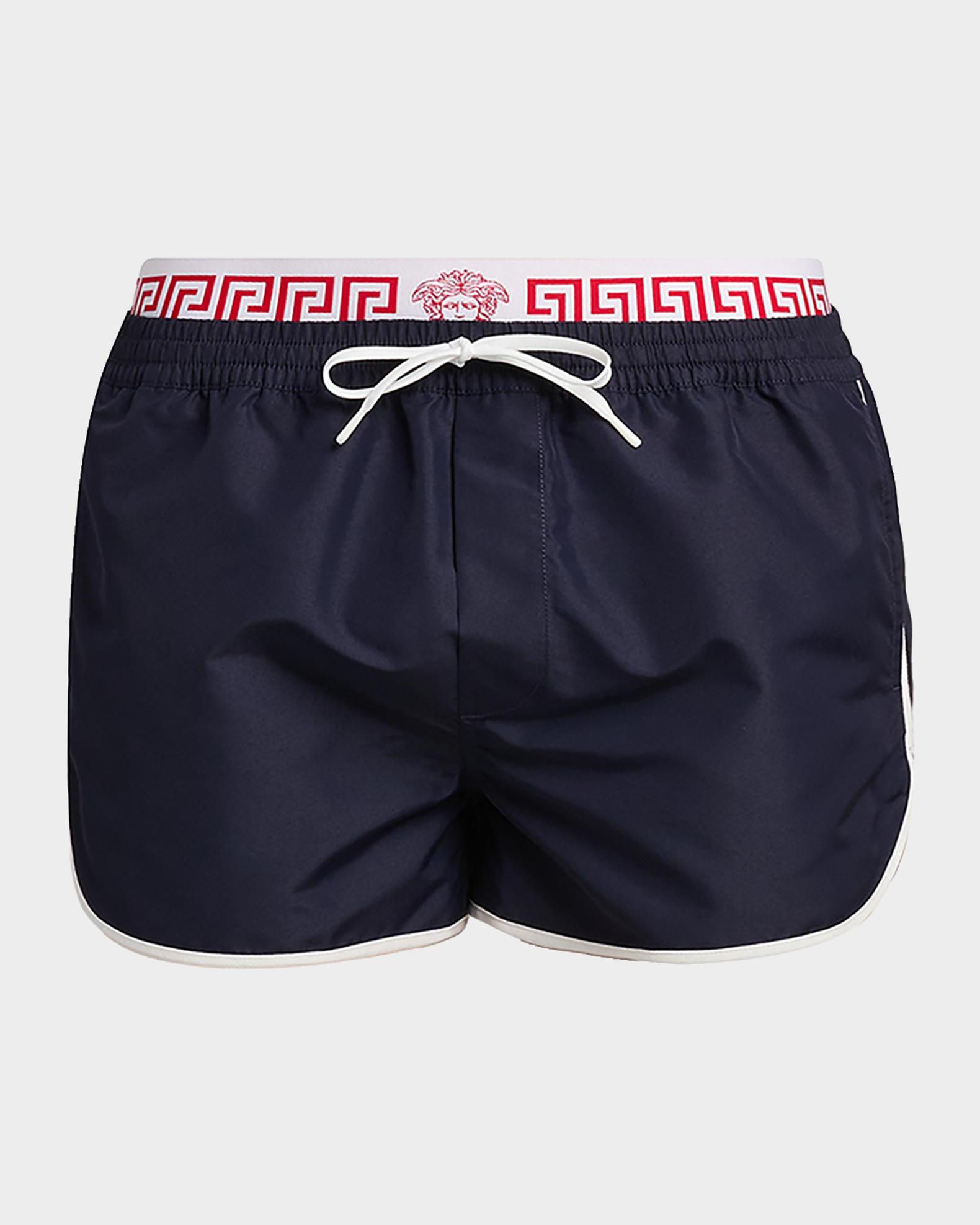 Versace Men's Golfo Greca Double-Waistband Swim Shorts | Neiman Marcus