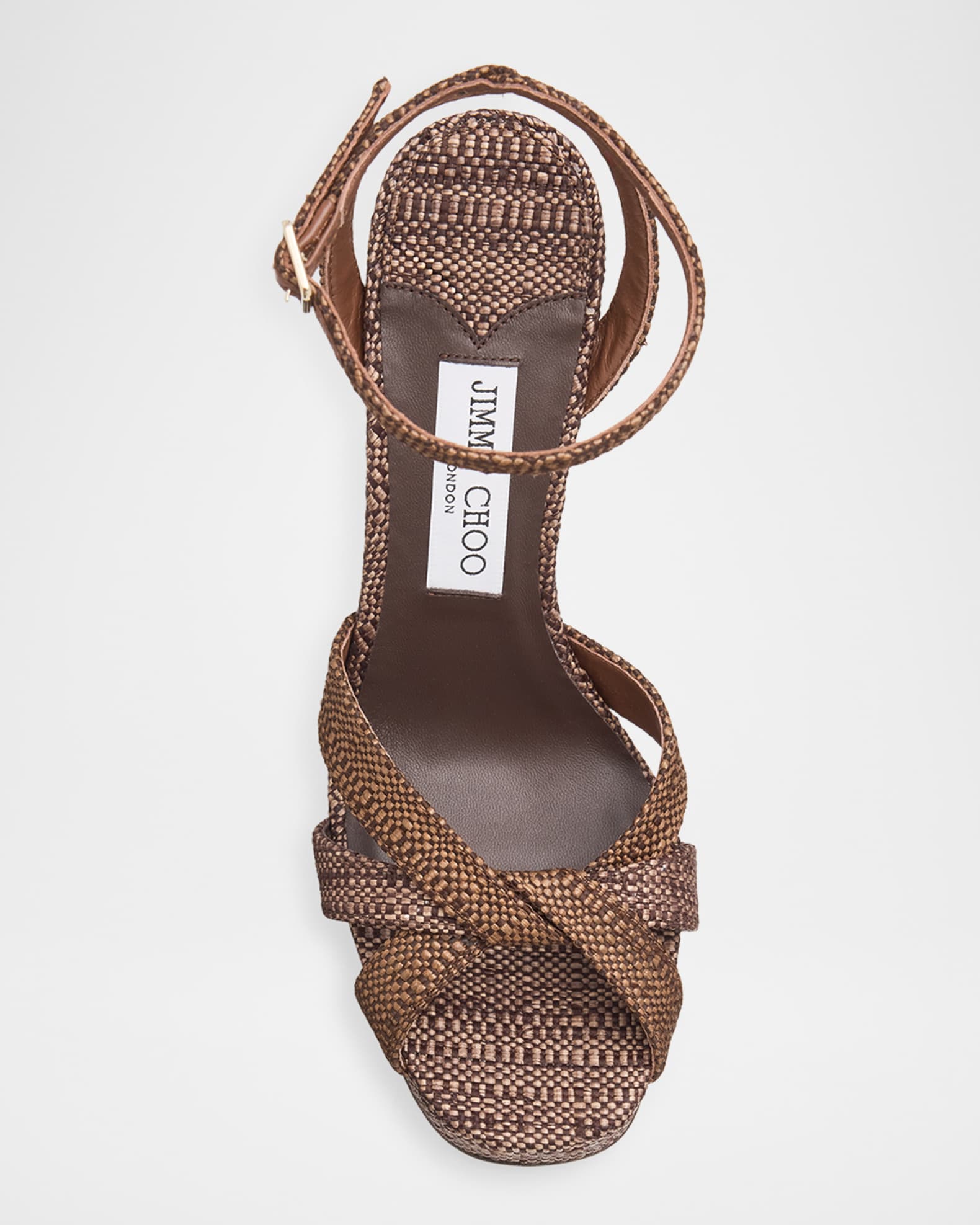 Jimmy Choo 120mm Kove Raffia Platform Sandals | Neiman Marcus