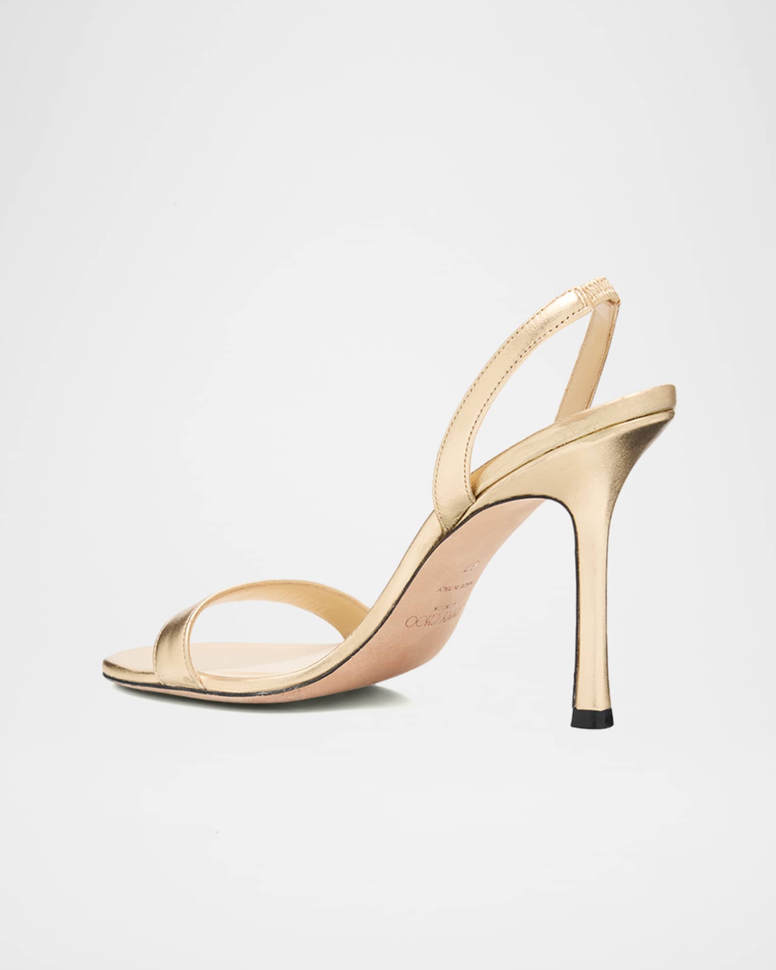 JIMMY CHOO ゴールド サンダル Jimmy Choo 85mm Jenn Metallic Leather Sandals | Neiman Marcus