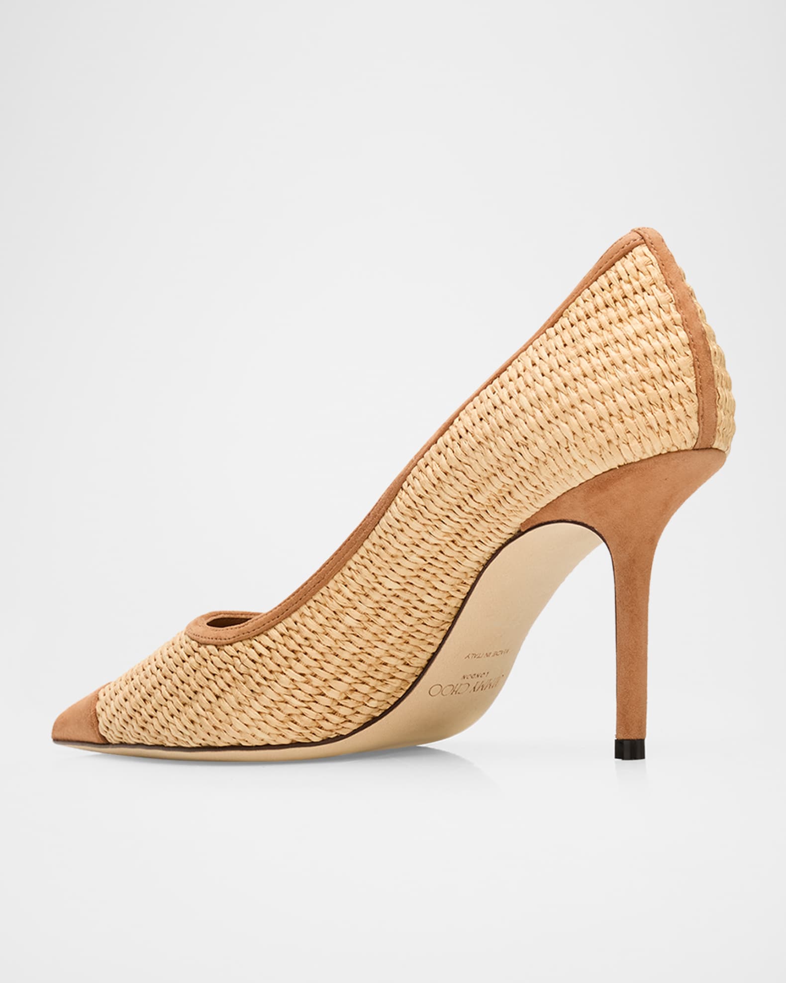 ムーチョ Jimmy Choo 85mm Love Raffia and Suede Pumps | Neiman Marcus