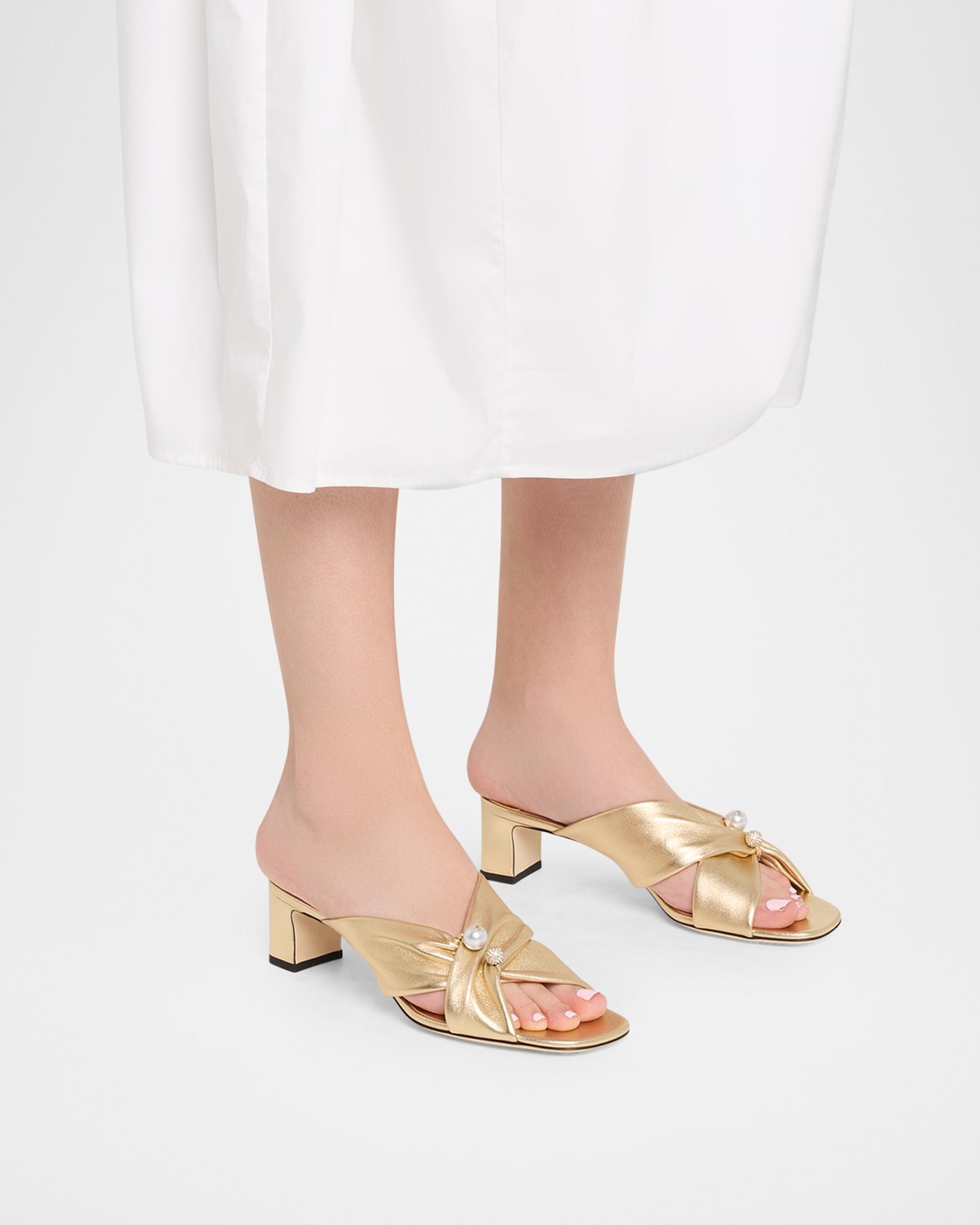 Jimmy Choo 45mm Rafi Metallic Leather Mules | Neiman Marcus