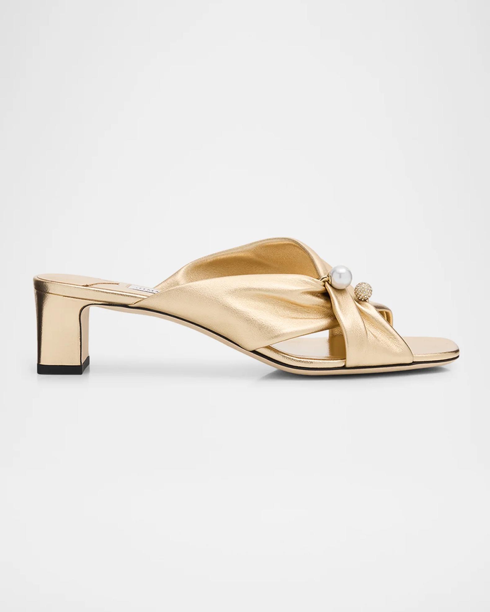 m*i様 【ゴールド】SYKIA Rainy Day Branches Pier Jimmy Choo 45mm Rafi Metallic Leather Mules | Neiman Marcus