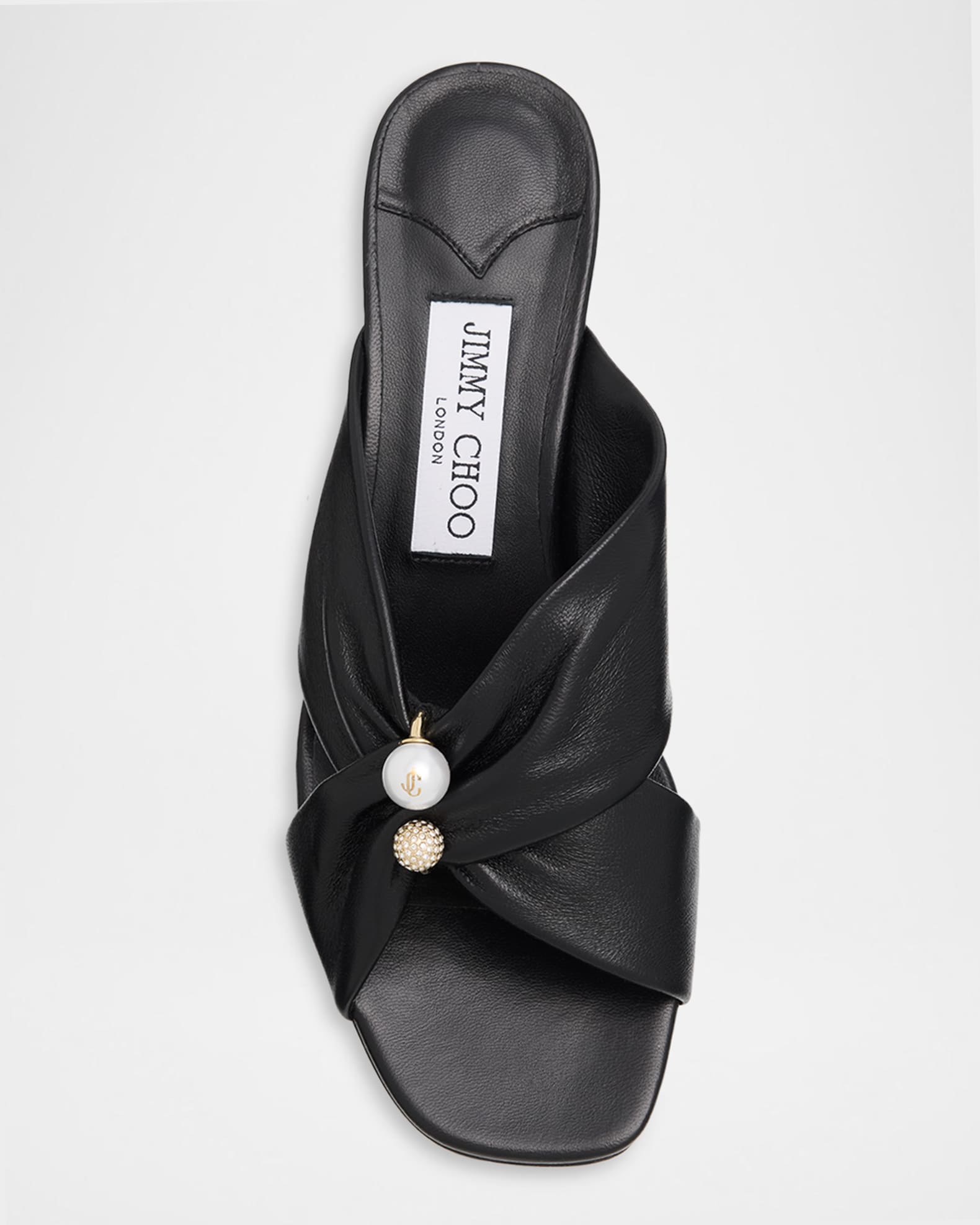 JIMMY CHOO ポインテッドトゥ レザー ブラック Jimmy Choo 45mm Rafi Leather Mules | Neiman Marcus