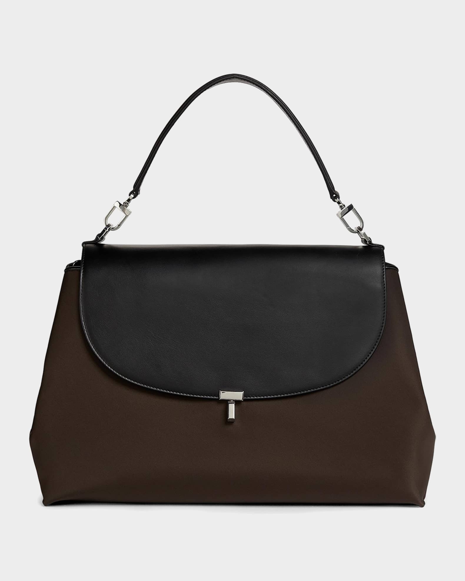 Toteme T-Lock Nylon & Leather Satchel | Neiman Marcus