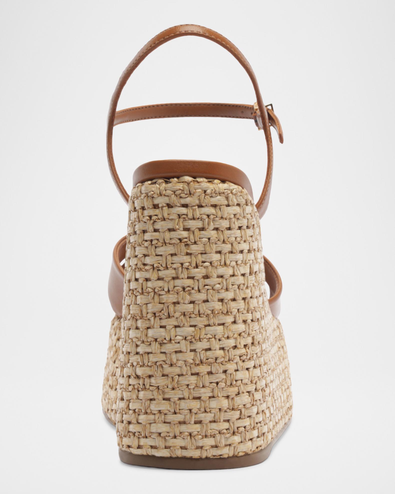 Schutz Keefa 120MM Leather-Raffia Wedge Sandals | Neiman Marcus