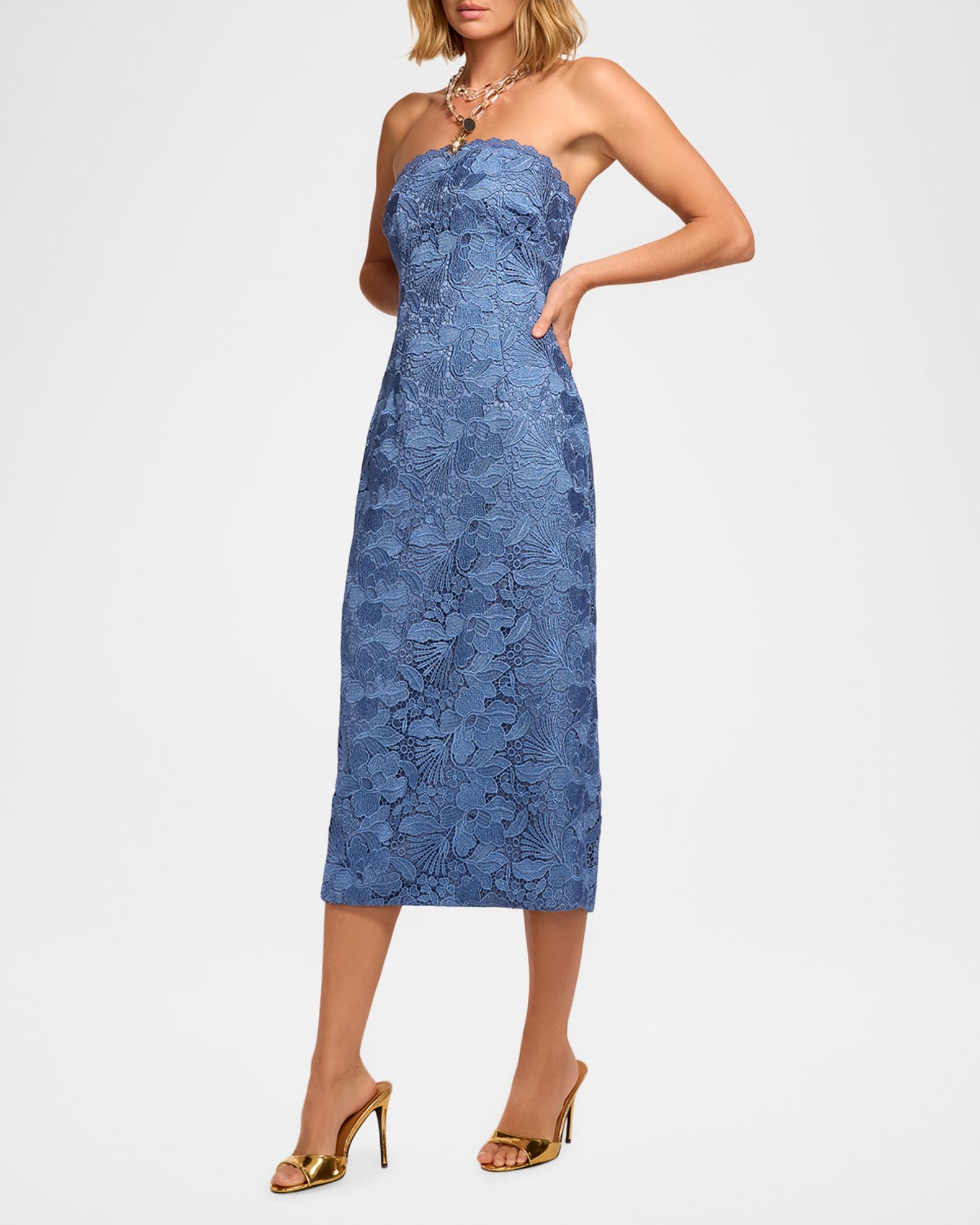 shoshanna miller strapless embroidered lace a line midi dress Ramy Brook Tessa Floral The fabric has beautiful wedding dress with Long Sleeves Floral dress Inspired by the embroidered Size:32