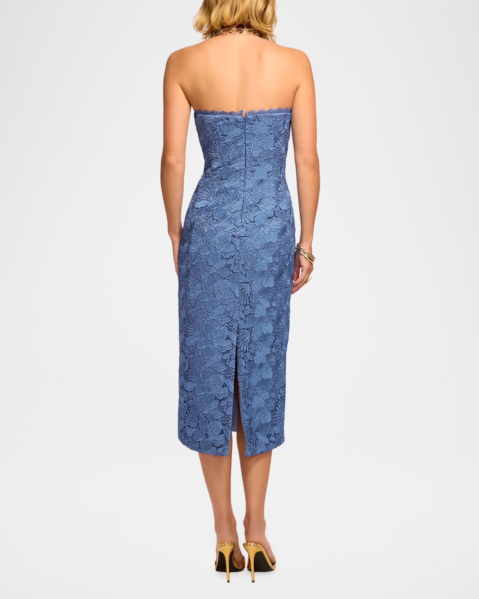 Ramy Brook Tessa Strapless Floral Lace Midi Dress | Neiman Marcus