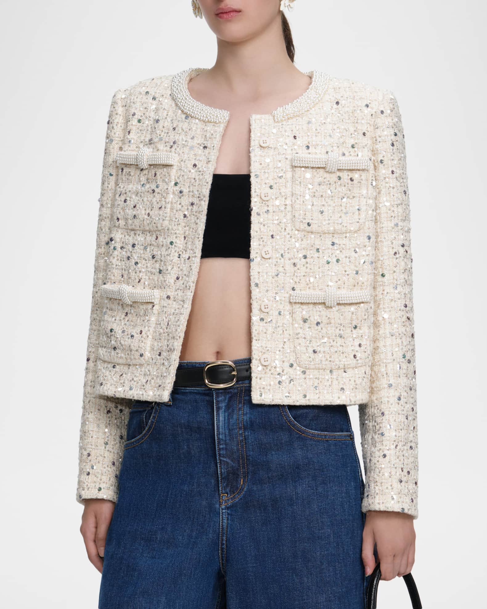 Self-Portrait Embellished Boucle Jacket | Neiman Marcus