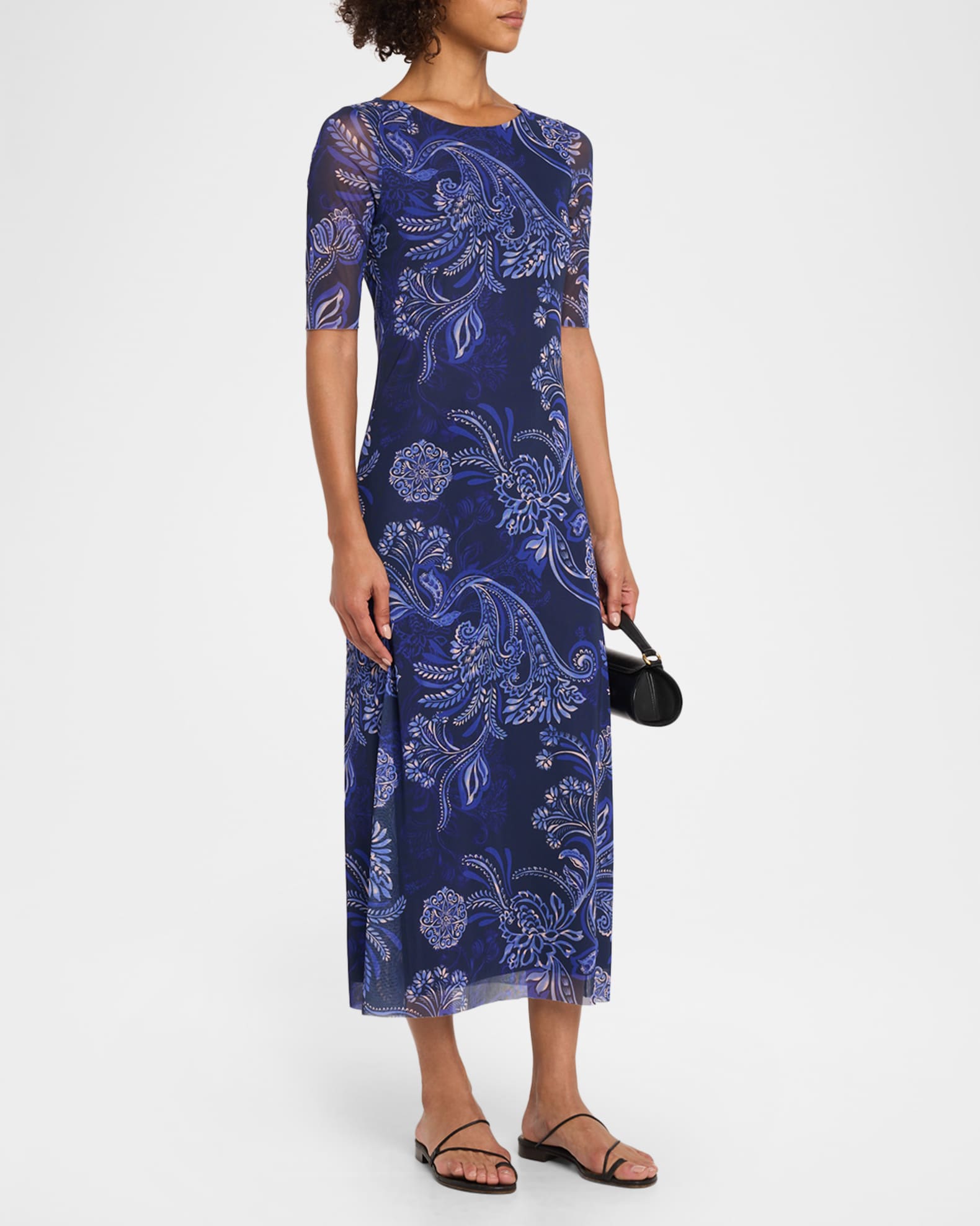 blue flowery midi dress Baltic Born Womens Fabian Jacquard Midi Dress | Blue Floral