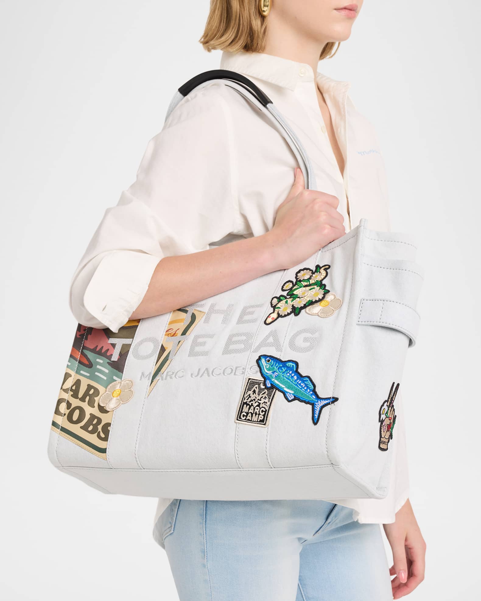 MARC JACOBS THE TOTE BAG パッチワーク　デニム Marc Jacobs The Camp Patchwork Denim Large Tote Bag | Neiman Marcus