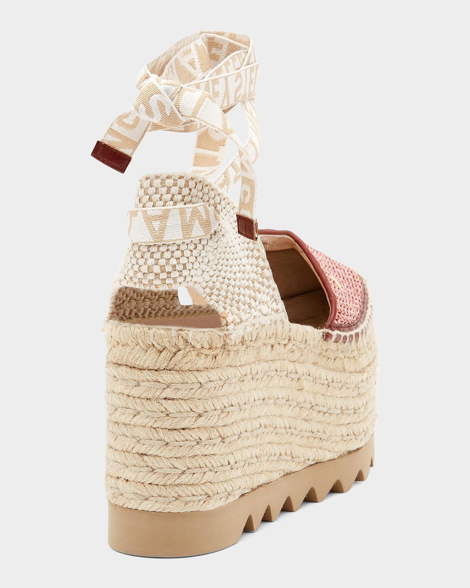 Stella McCartney 80mm Gaia Raffia Ankle-Tie Platform Espadrilles
