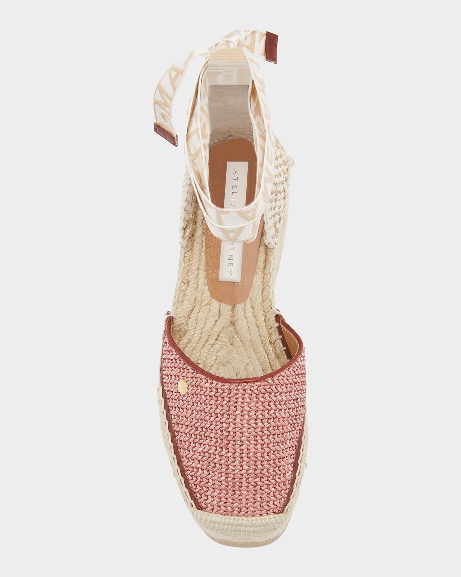 Stella McCartney 80mm Gaia Raffia Ankle-Tie Platform Espadrilles