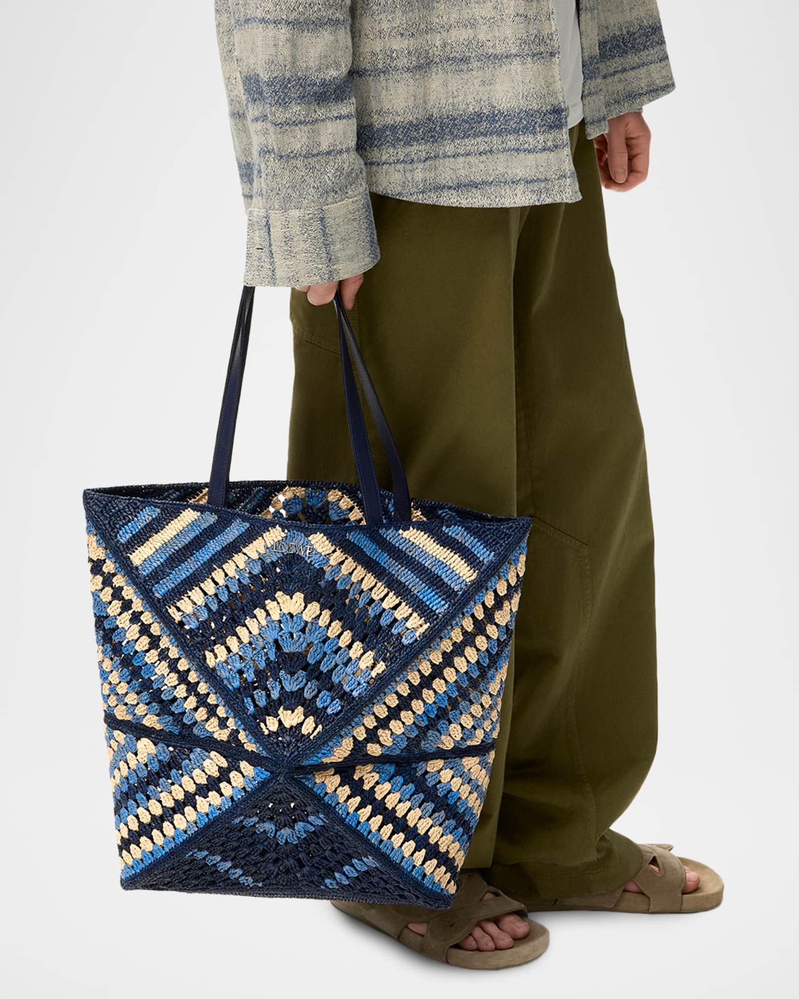 Loewe x Paula's Ibiza Men's Puzzle Fold XL Raffia Tote Bag