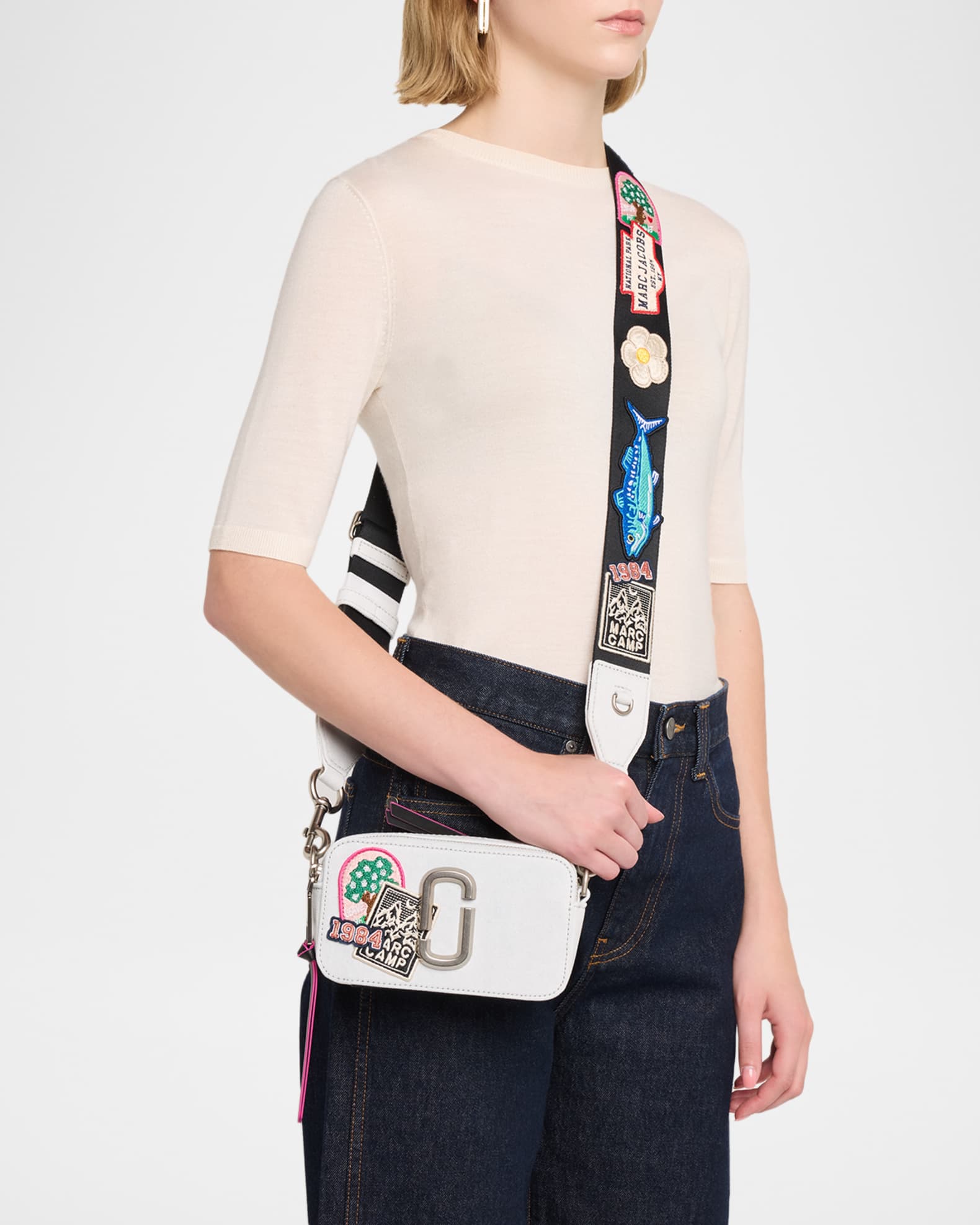 Marc Jacobs The Camp Patchwork Denim Snapshot Crossbody Bag