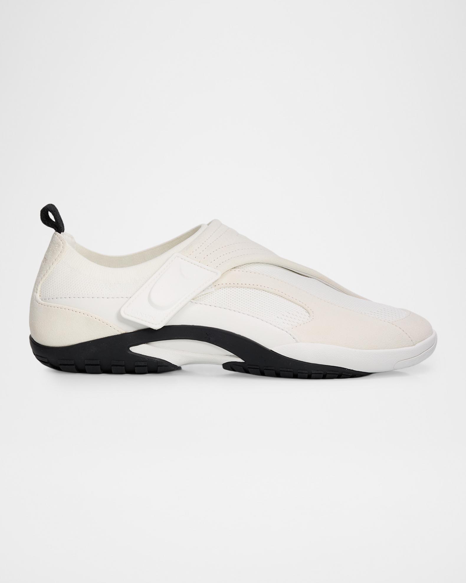 Lanvin Men's Mesh Knit and Leather Grip-Strap Sneakers | Neiman Marcus