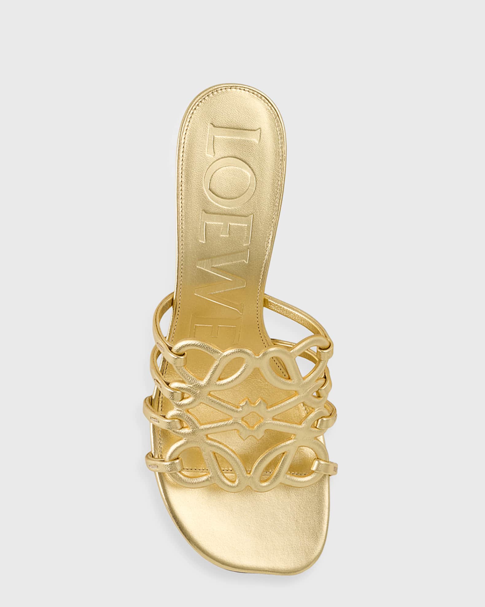 Loewe x Paula's Ibiza 45mm Petal Anagram Metallic Leather Mule