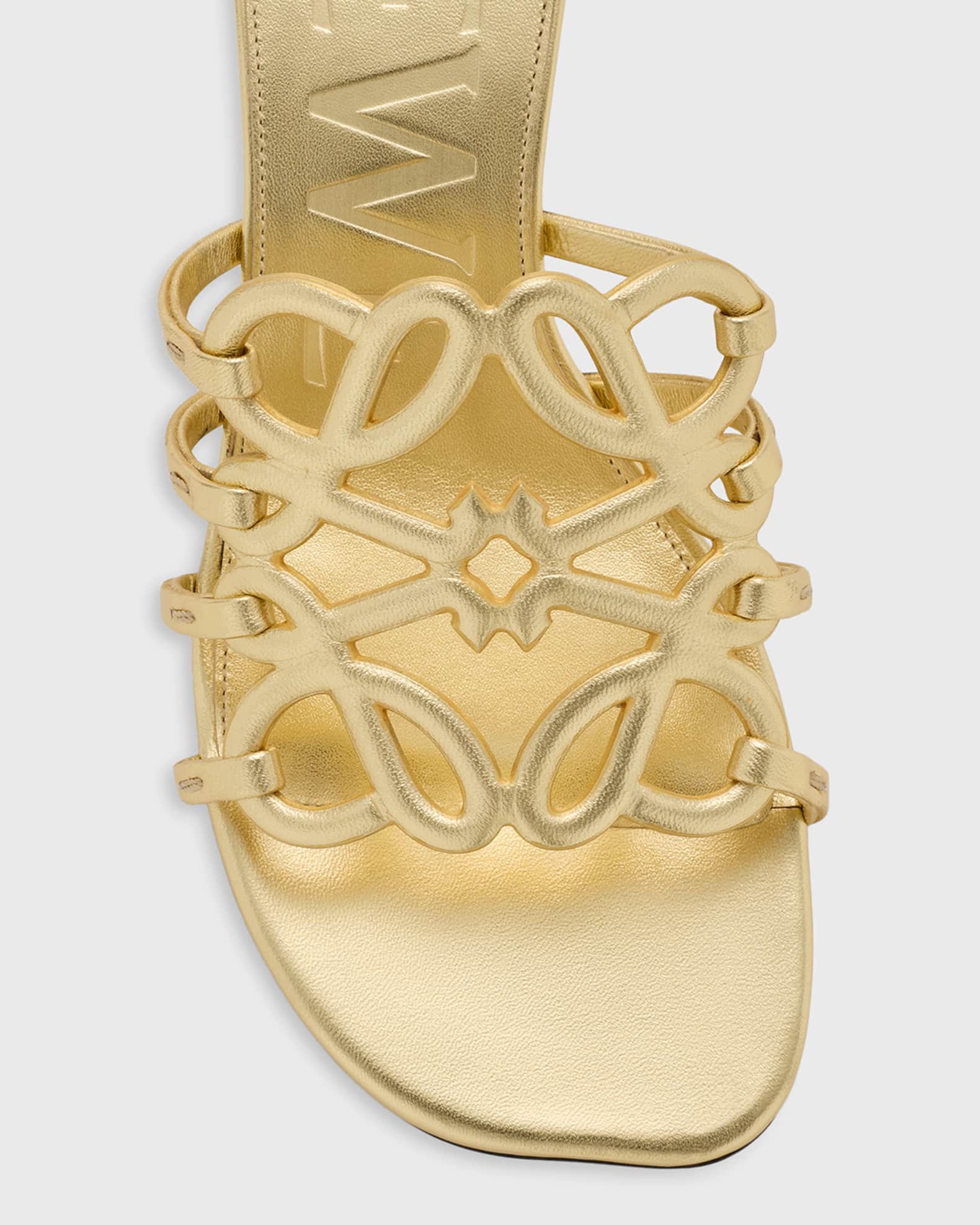 Loewe x Paula's Ibiza 45mm Petal Anagram Metallic Leather Mule