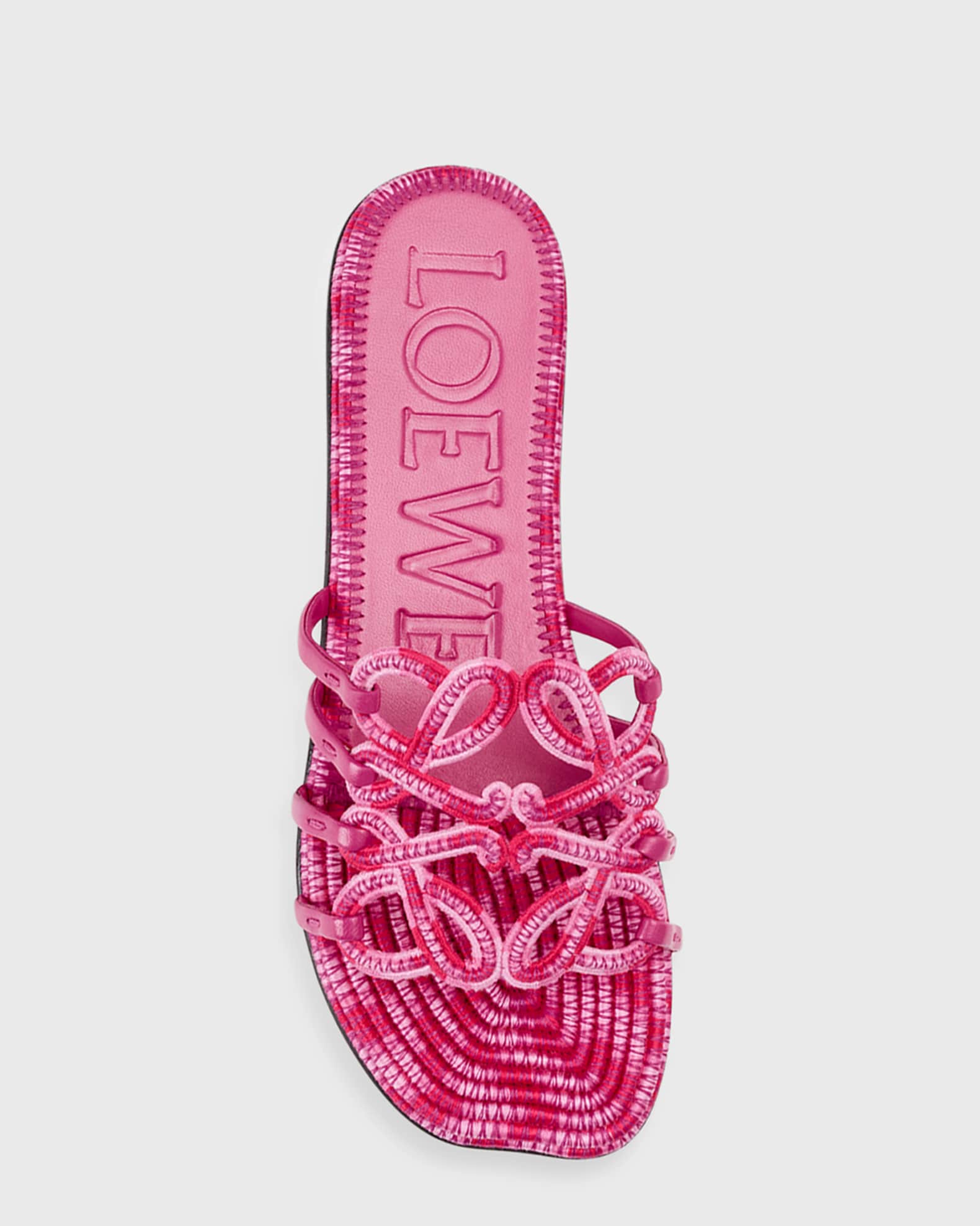 LOEWE メカノピン ローズ Loewe x Paula's Ibiza Petal Anagram Crochet Flat Slide Sandals
